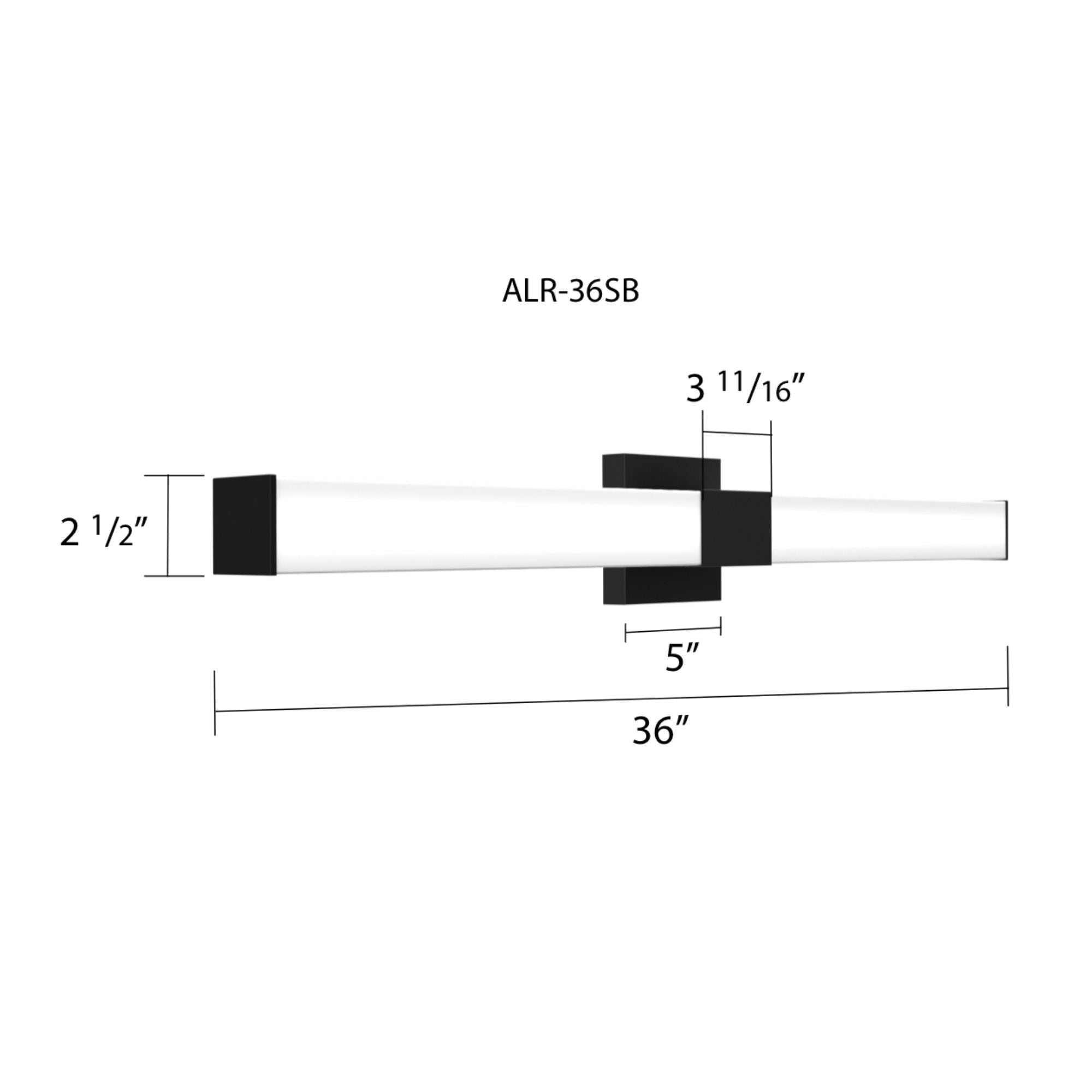 Allure 36" Square LED Vanity Light, CCT Selectable, 120V, Black Finish