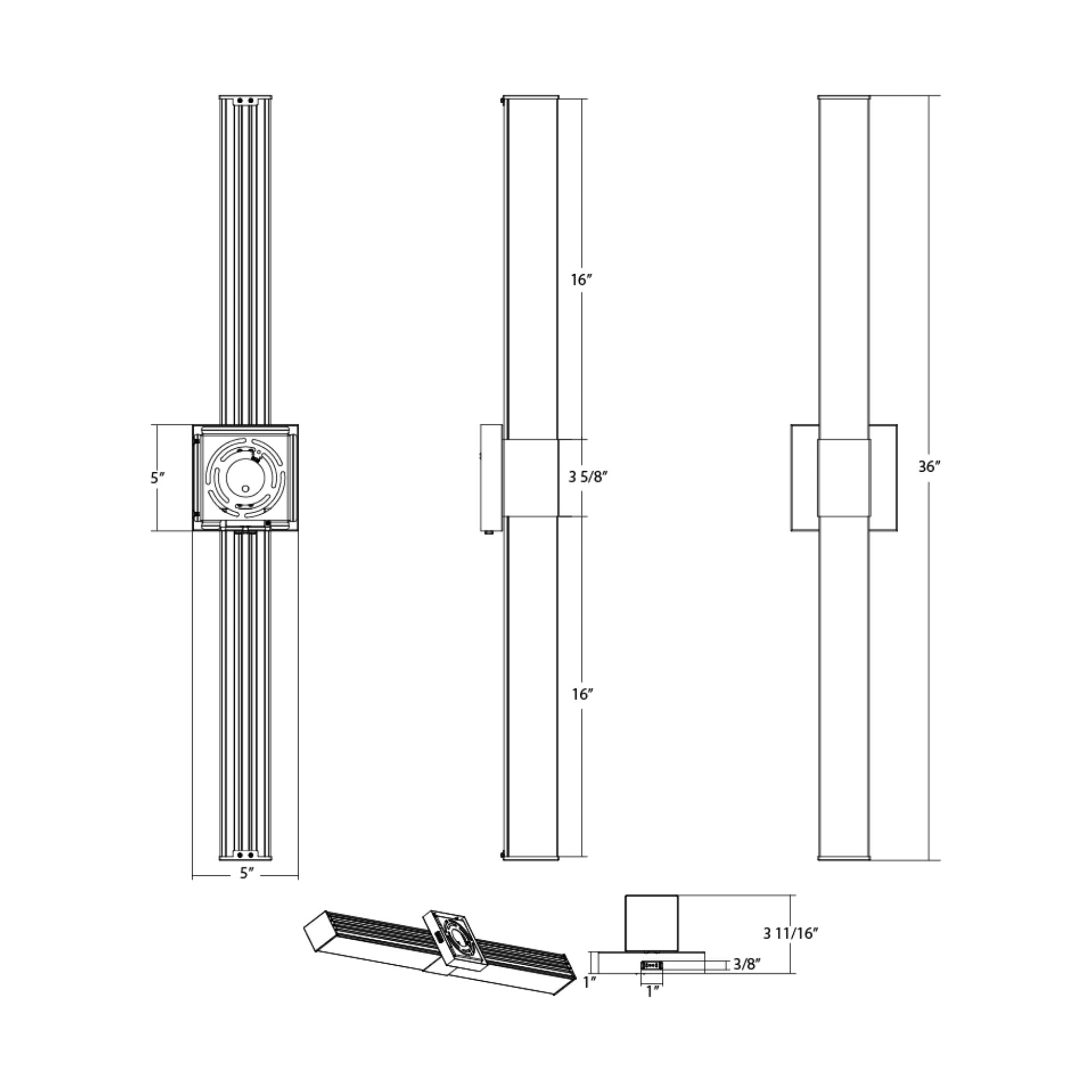 Allure 36" Square LED Vanity Light, CCT Selectable, 120V, Brushed Nickel Finish