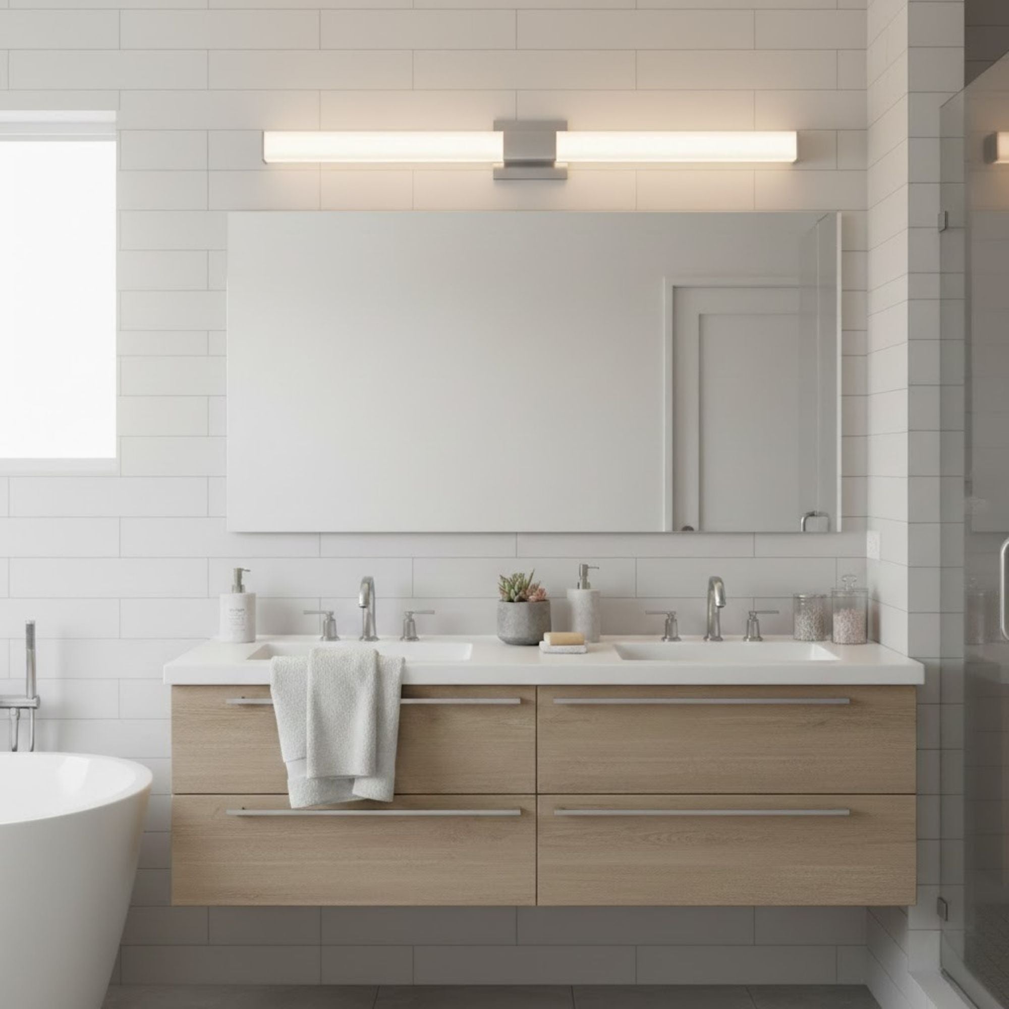 Allure 48" Round LED Vanity Light, CCT Selectable, 120V, Brushed Nickel Finish