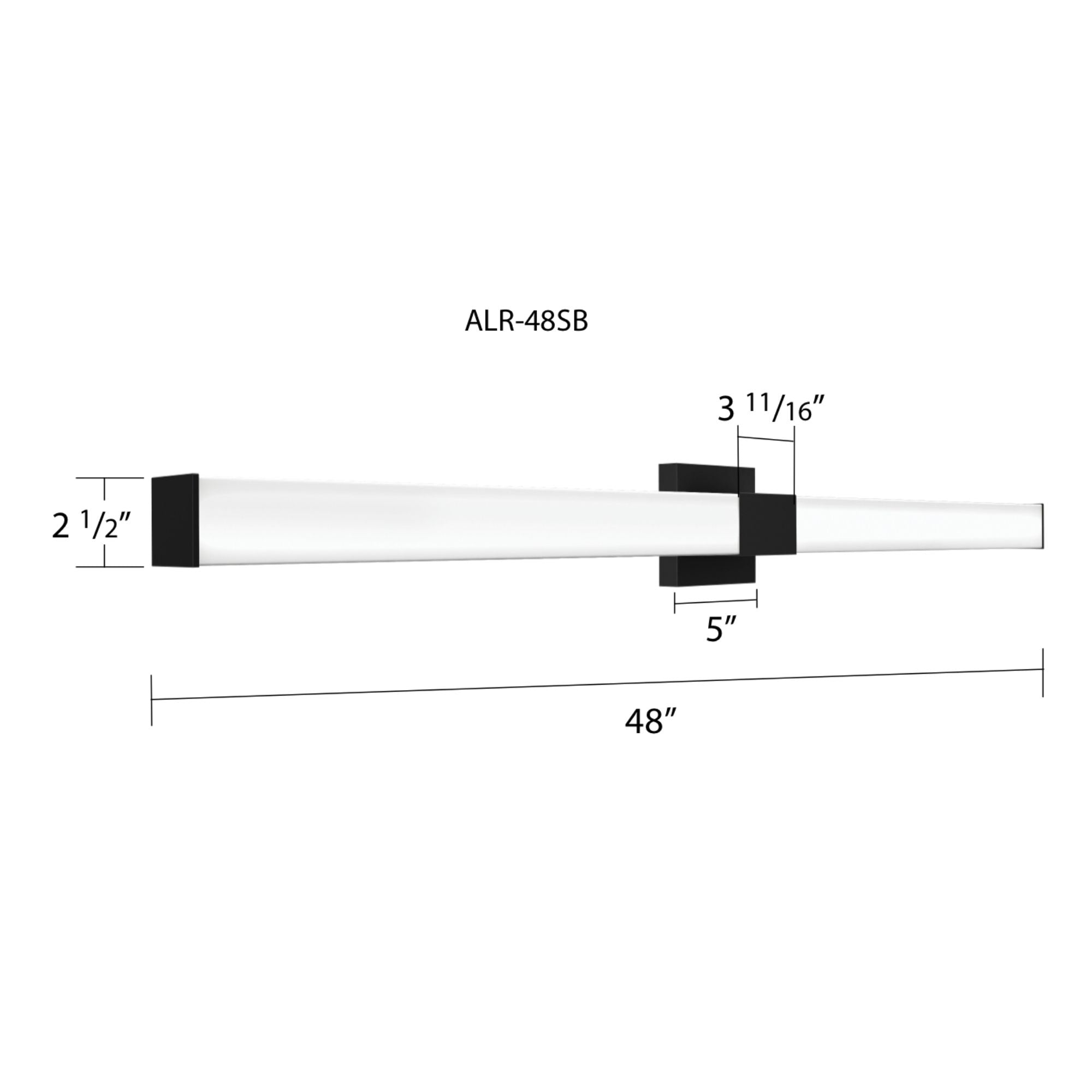 Allure 48" Square LED Vanity Light, CCT Selectable, 120V, Black Finish