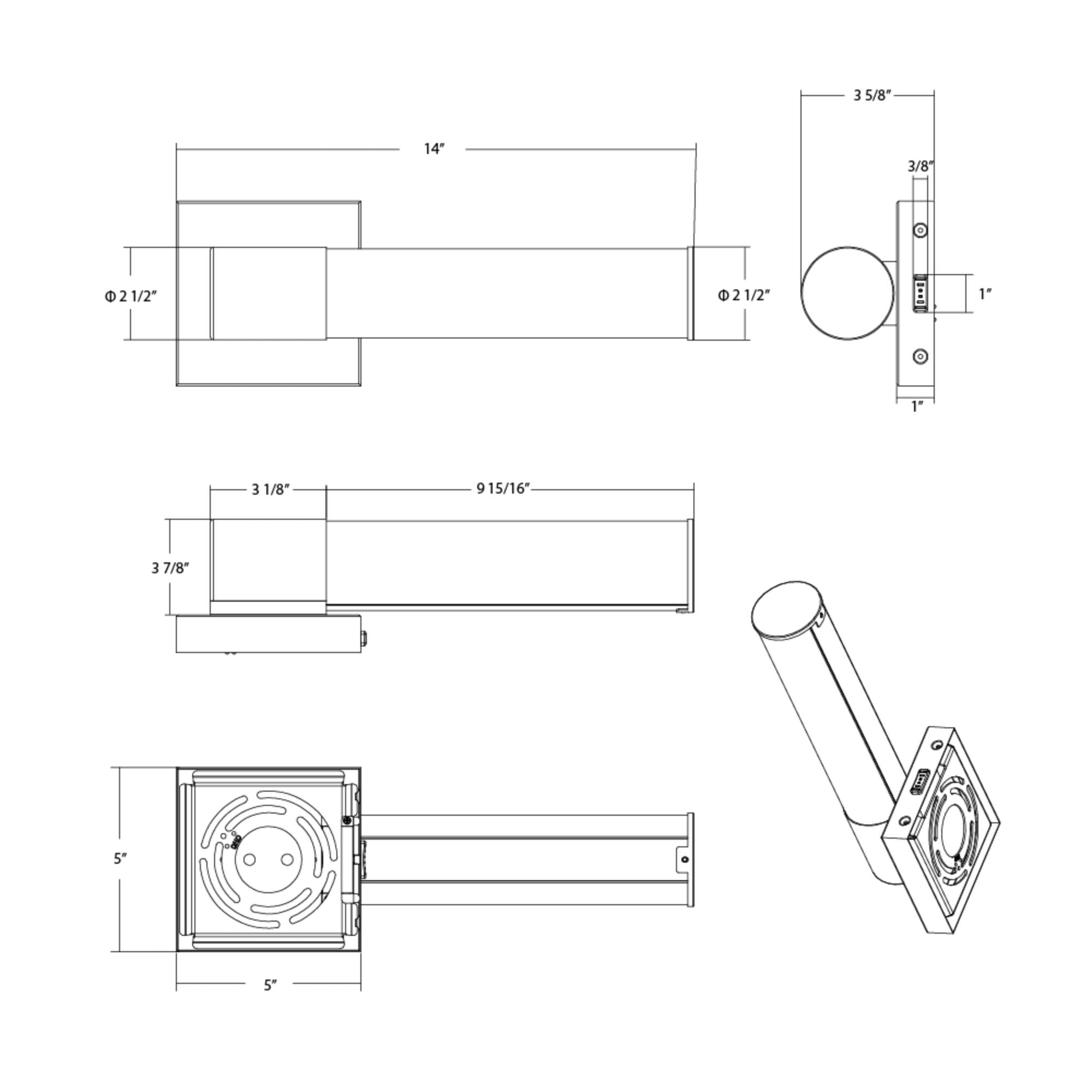 Allure 14" Round LED Wall Sconce, CCT Selectable, 120V, Black Finish