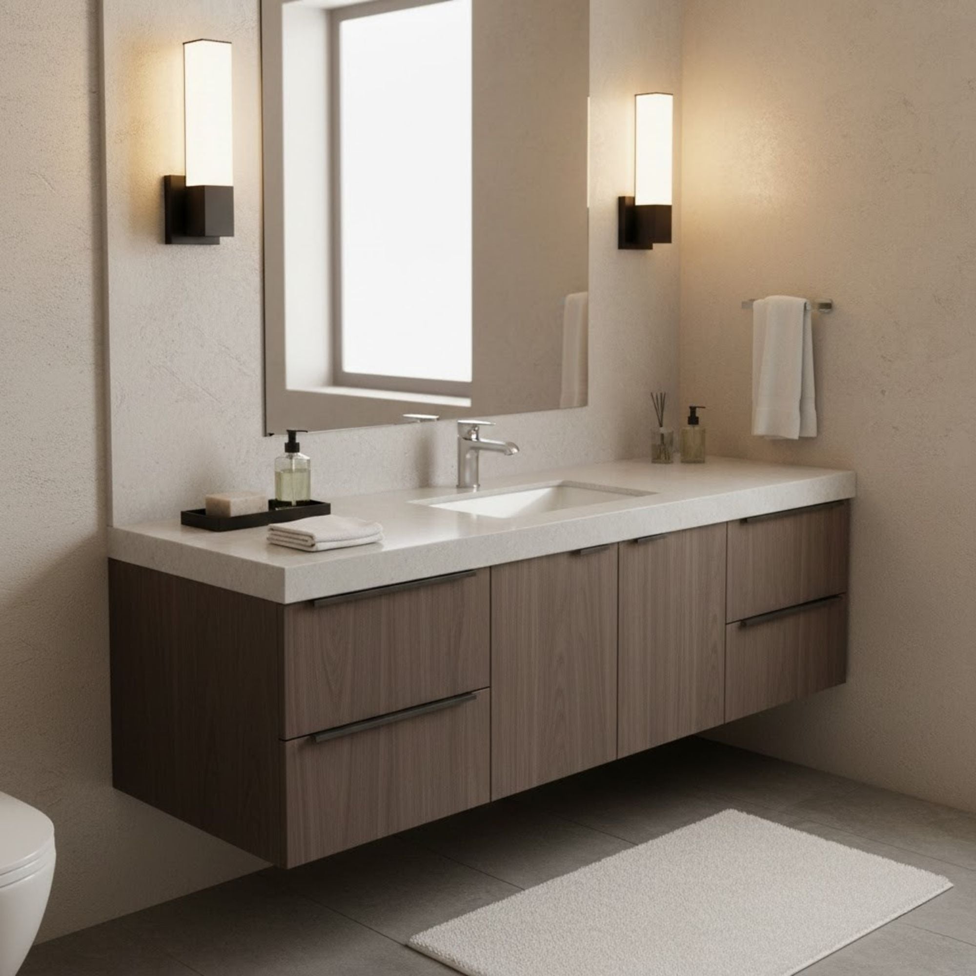 Allure 14" Square LED Wall Sconce, CCT Selectable, 120V, Black Finish