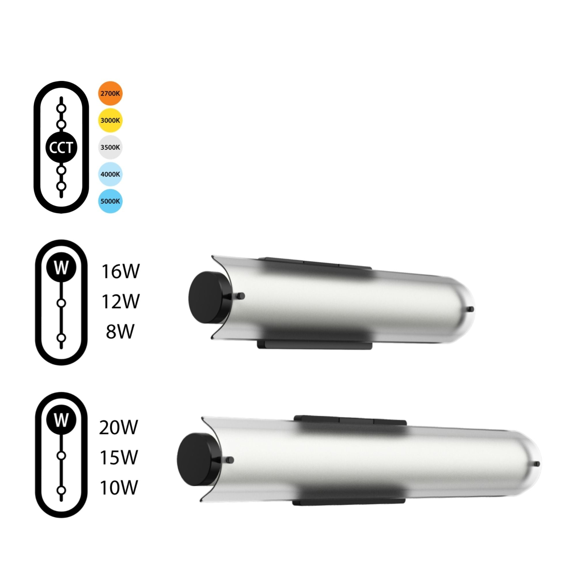 Radiance 24" Architectural Vanity Light, 5-CCT, 120V, Black Finish