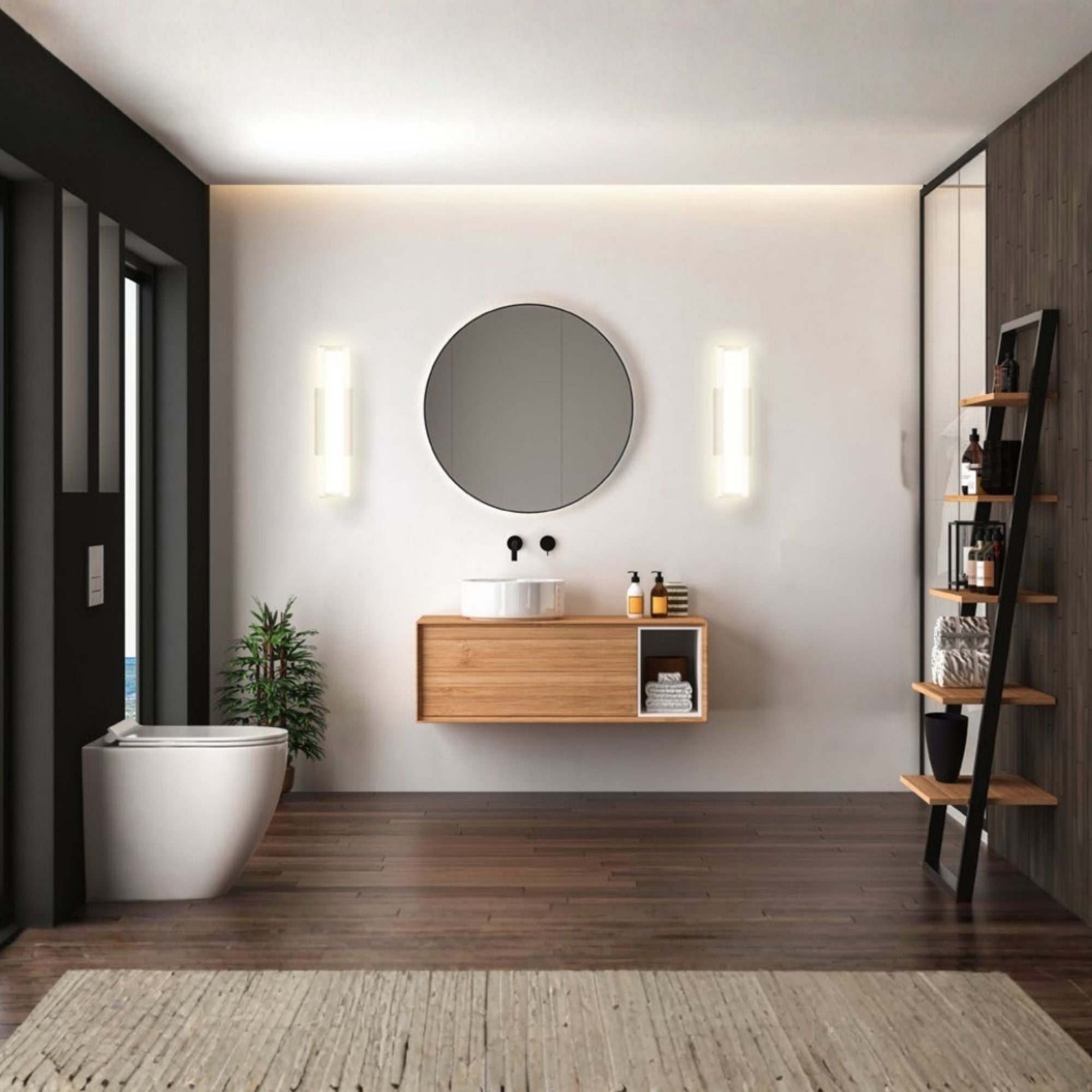 Radiance 24" Architectural Vanity Light, 5-CCT, 120V, Black Finish