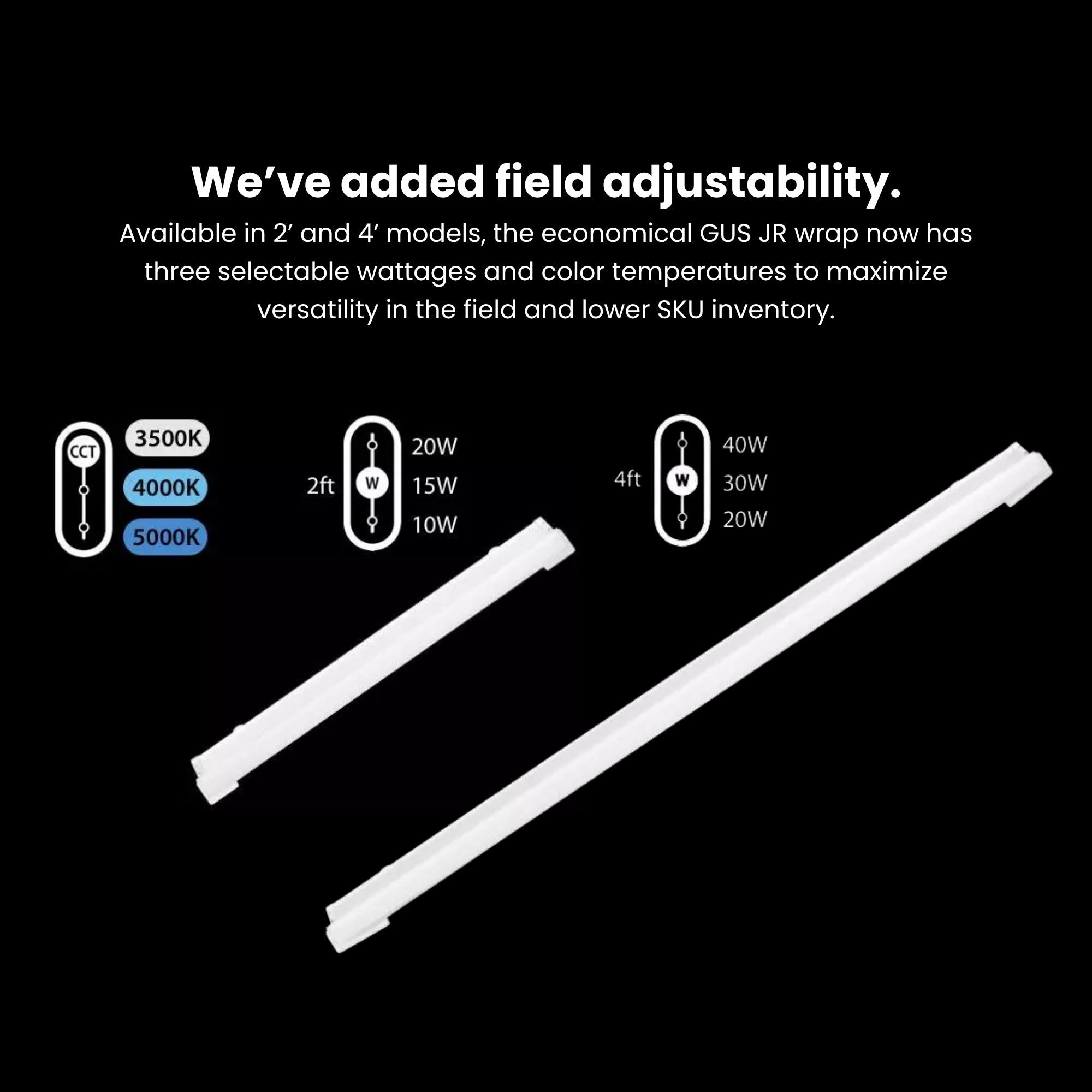 2ft LED Wrap Light, 20W, 2800 Lumens, 35K/40K/50K, 120/277V