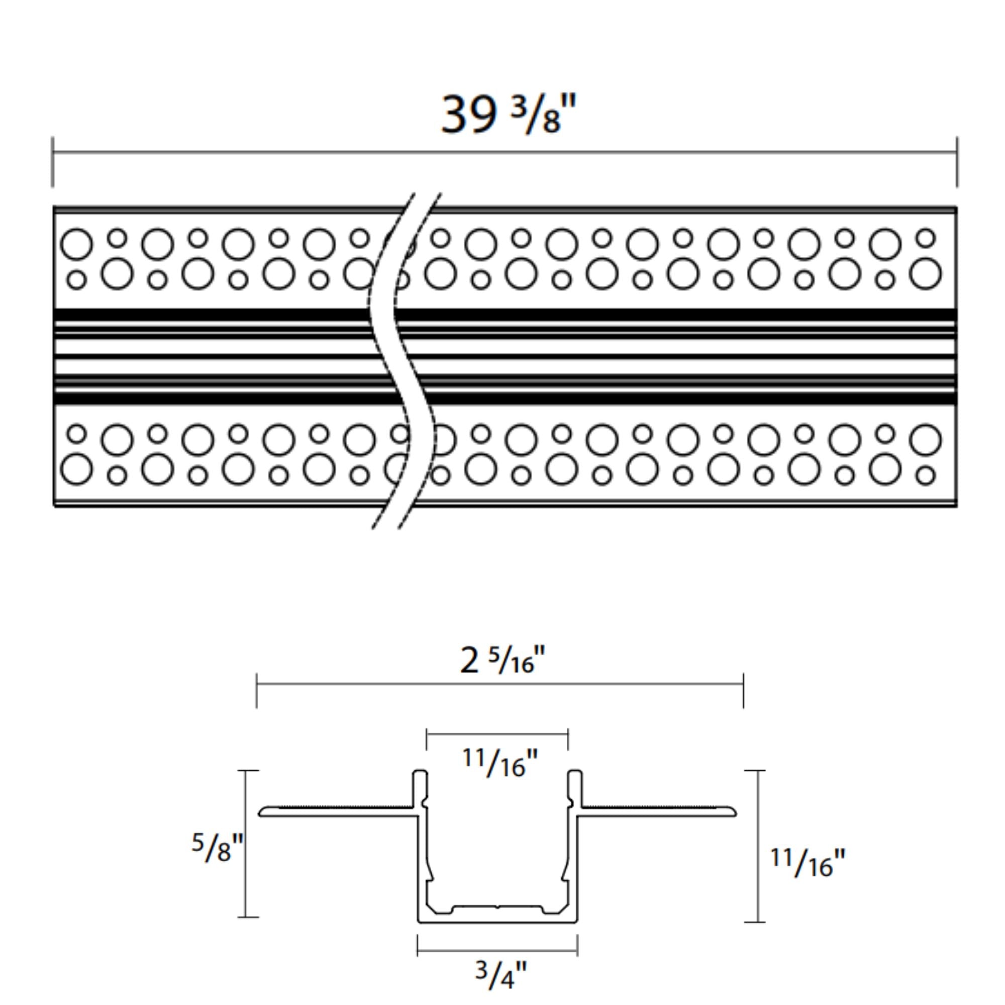 RAB TAP16TL PURELINE 3.28 ft. (1M) Surface Mount Channel for Linear Tape Light