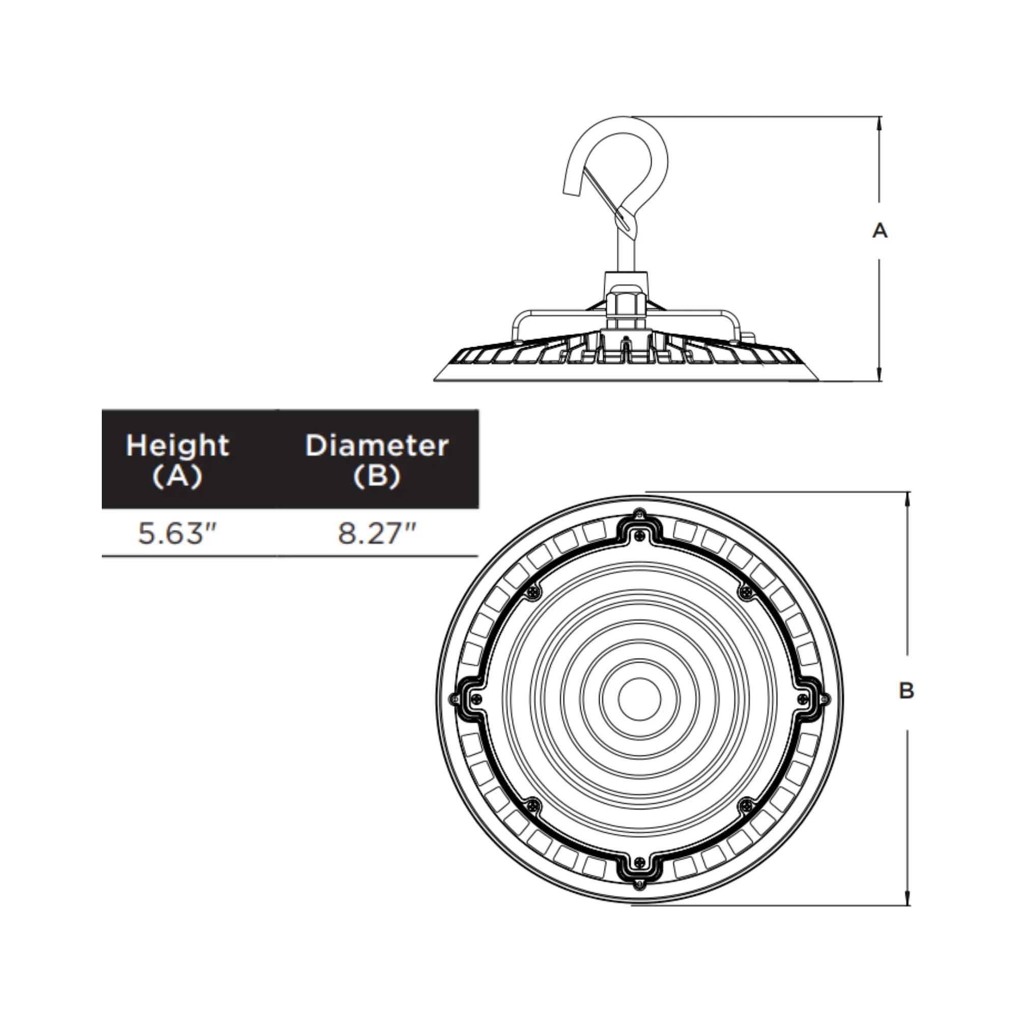 Hi-Pro LED Shop Light, 7000 Lumens, 60W LED UFO High Bay, 4000K, 120V, White