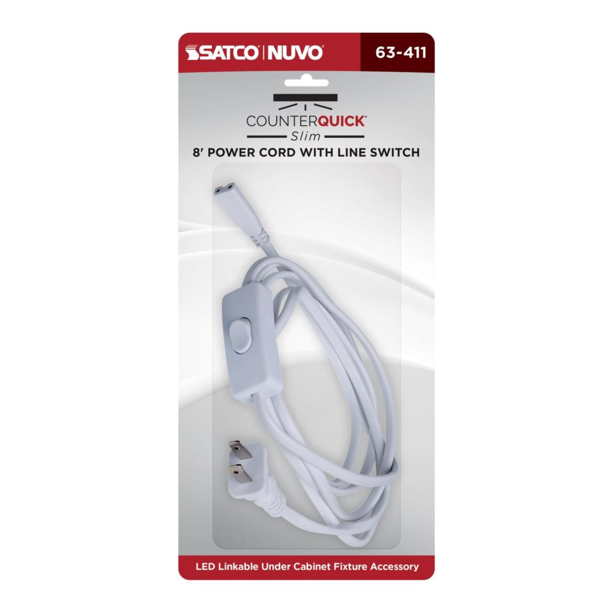 SATCO|NUVO - CounterQUICK Slim 96in. Power Cord with Line Switch, White | Bees Lighting