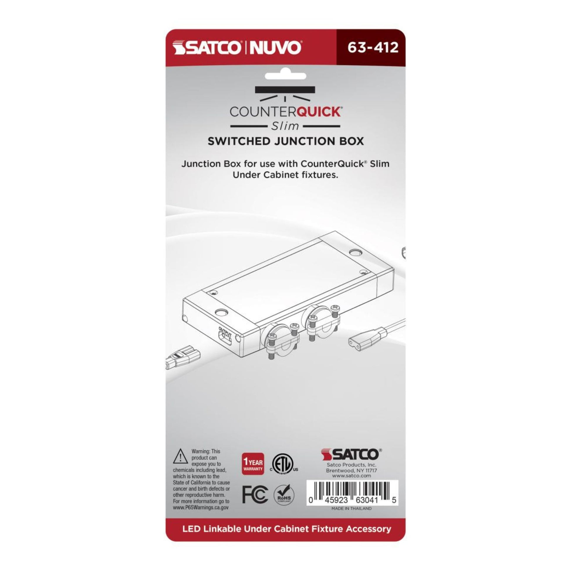 SATCO|NUVO - CounterQUICK Slim Switched Junction Box, White | Bees Lighting