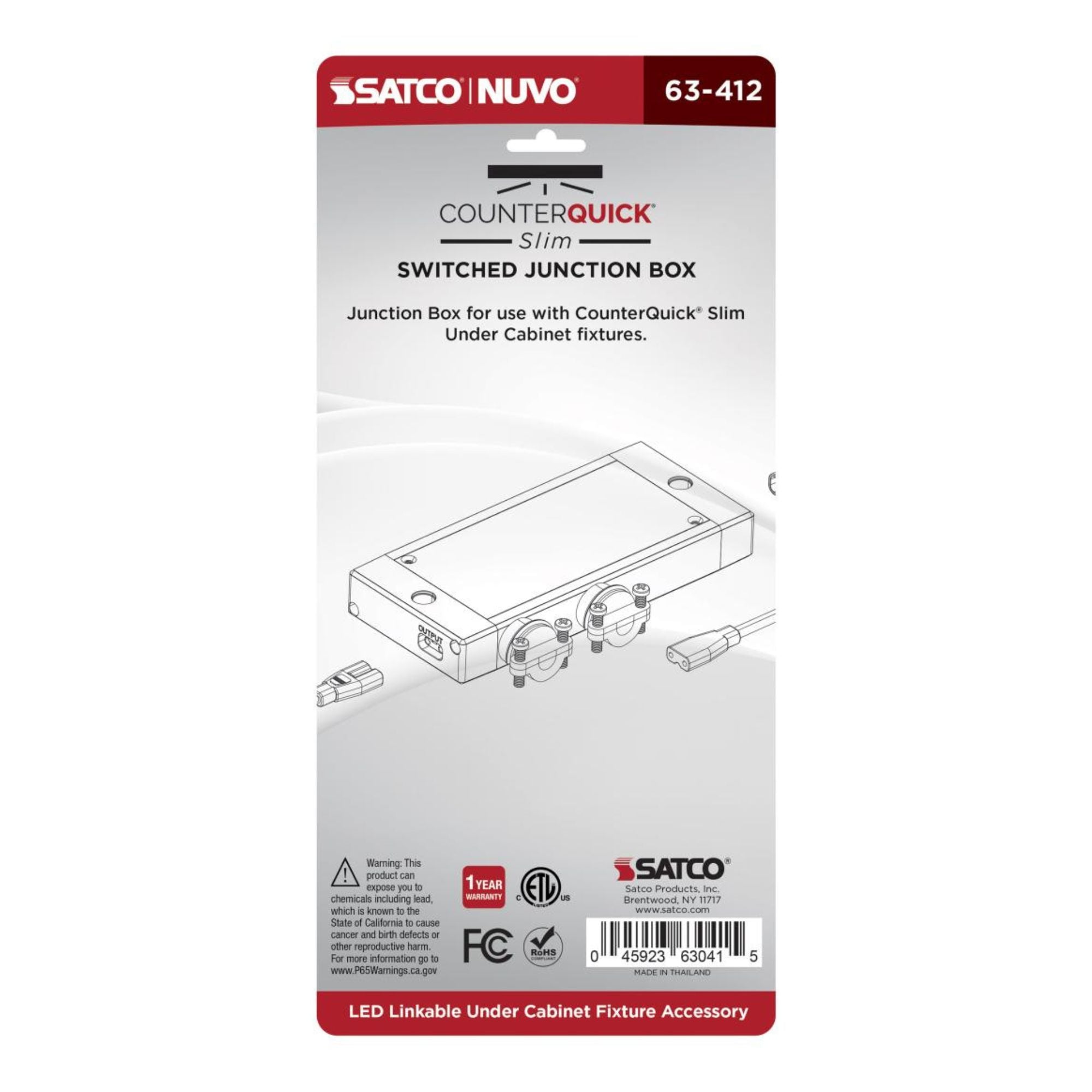 SATCO|NUVO - CounterQUICK Slim Switched Junction Box, White | Bees Lighting