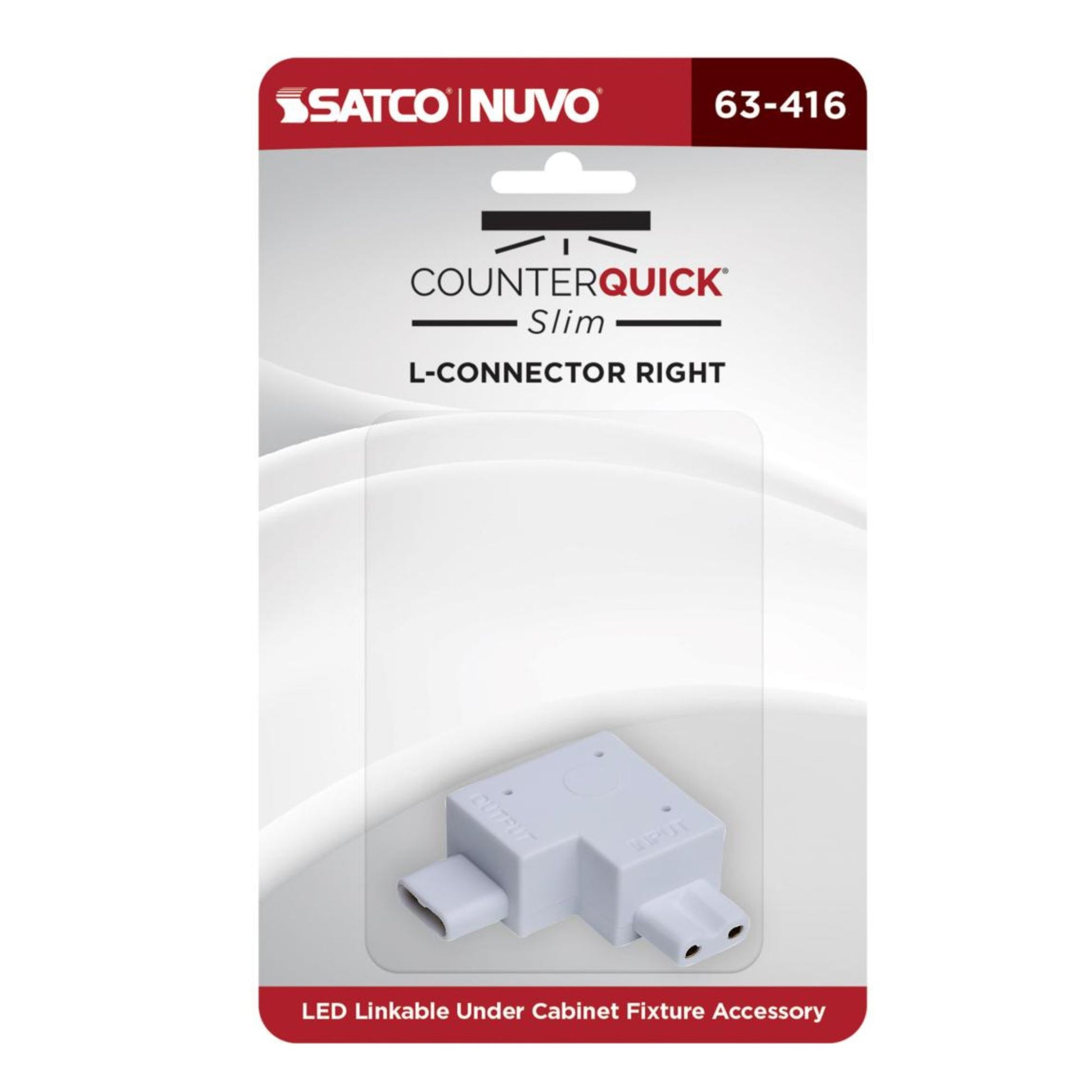 SATCO|NUVO - CounterQUICK Slim L-Connector, Left Angle, White | Bees Lighting