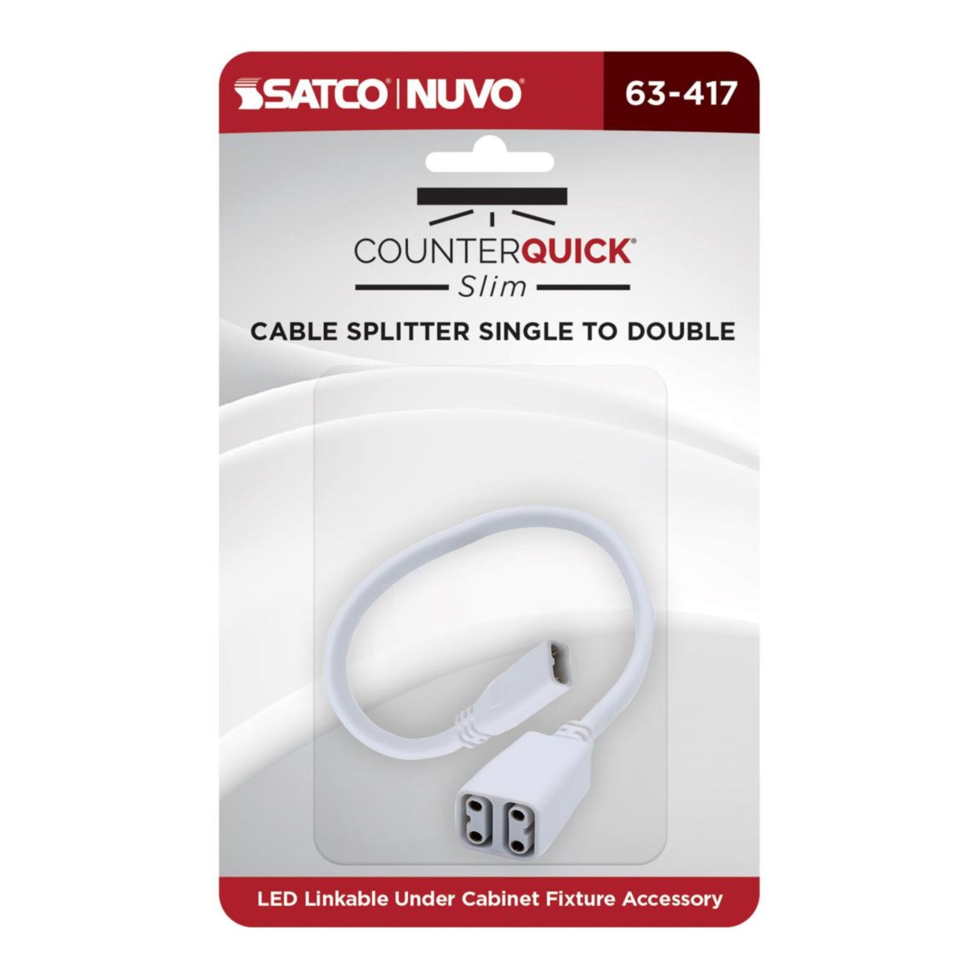SATCO|NUVO - CounterQUICK Slim Cable Splitter Single to Double, White | Bees Lighting