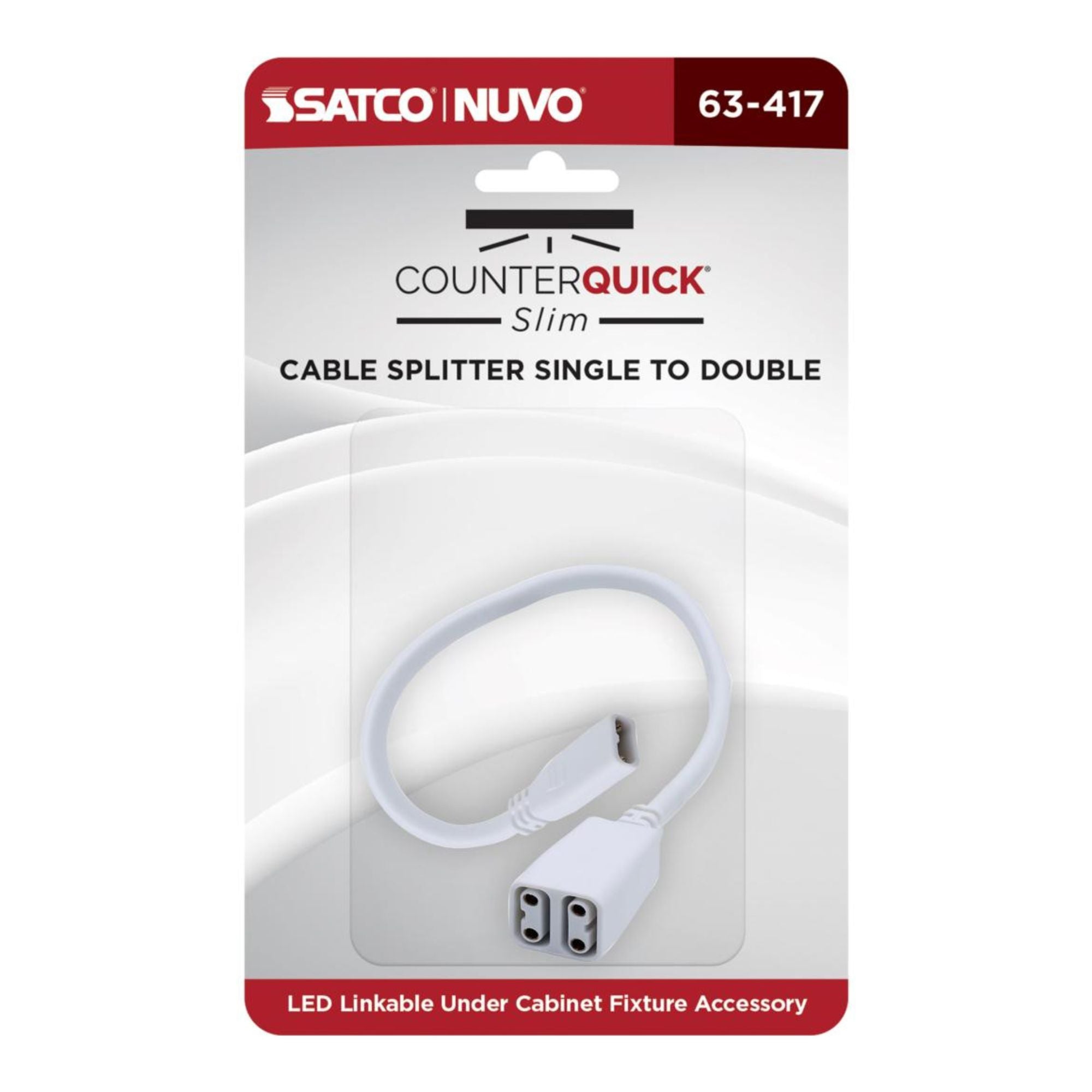 SATCO|NUVO - CounterQUICK Slim Cable Splitter Single to Double, White | Bees Lighting