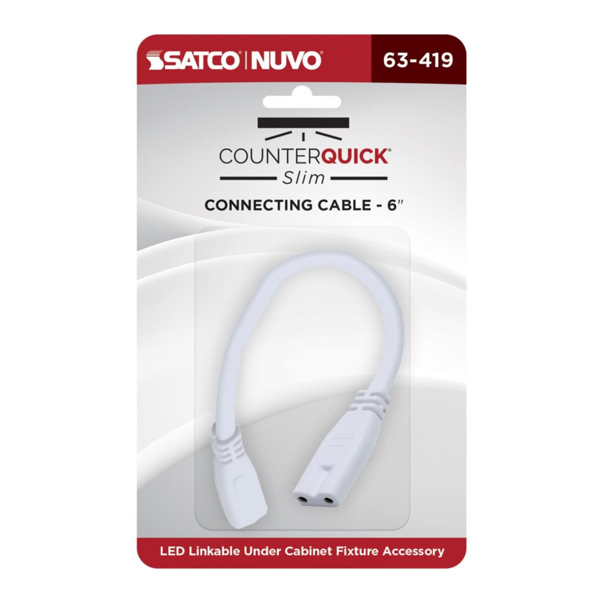 SATCO|NUVO - CounterQUICK Slim 6in. Connecting Cable, White | Bees Lighting