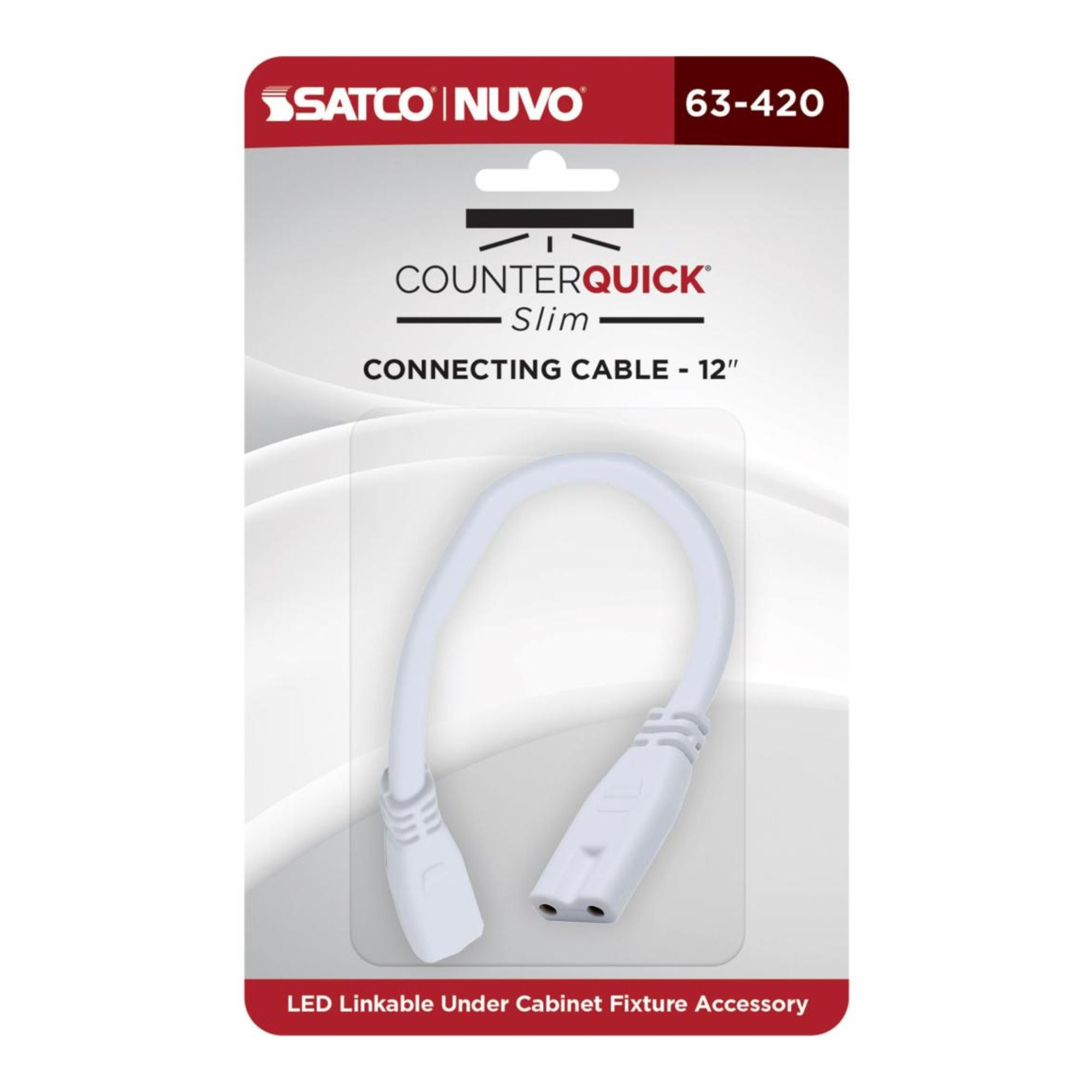 SATCO|NUVO - CounterQUICK Slim 12in. Connecting Cable, White | Bees Lighting