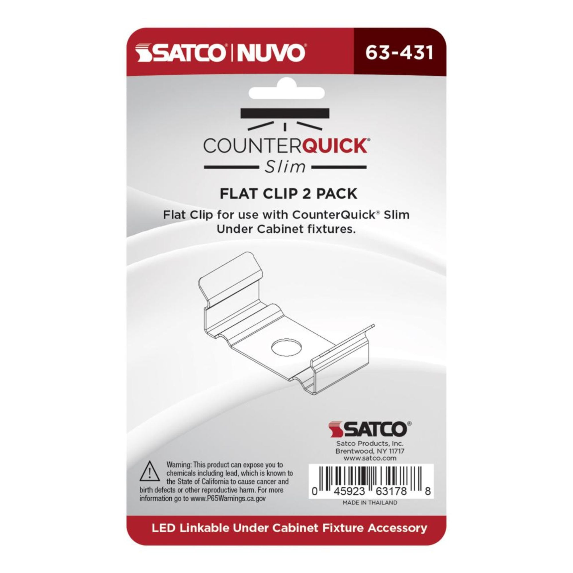 SATCO|NUVO - CounterQUICK Slim Flat Clip, White, 2-Pack | Bees Lighting