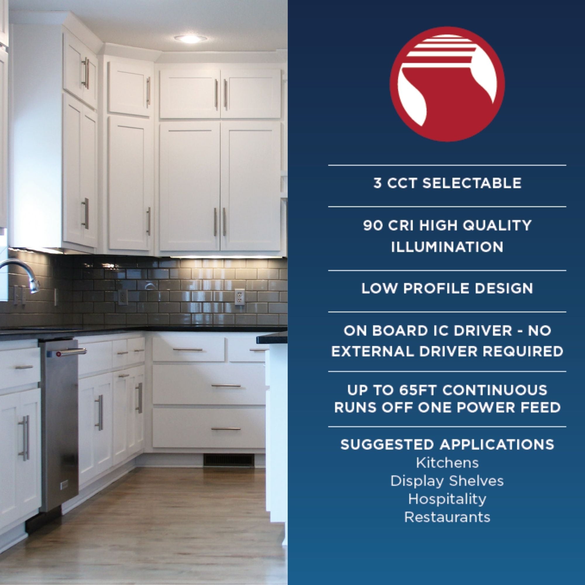 CounterQUICK Slim 10 Inch Under Cabinet LED Light, 4W, CCT Selectable, 120V, Black