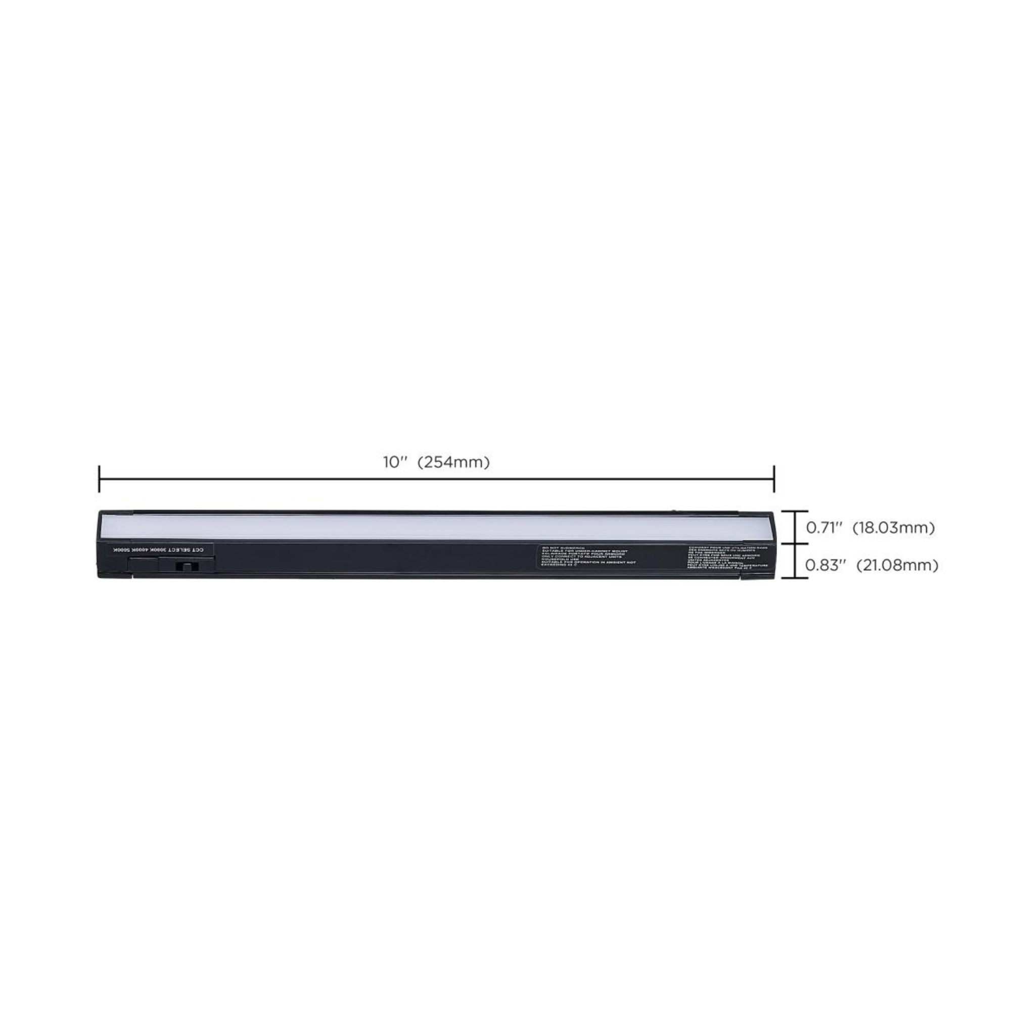 CounterQUICK Slim 10 Inch Under Cabinet LED Light, 4W, CCT Selectable, 120V, Black