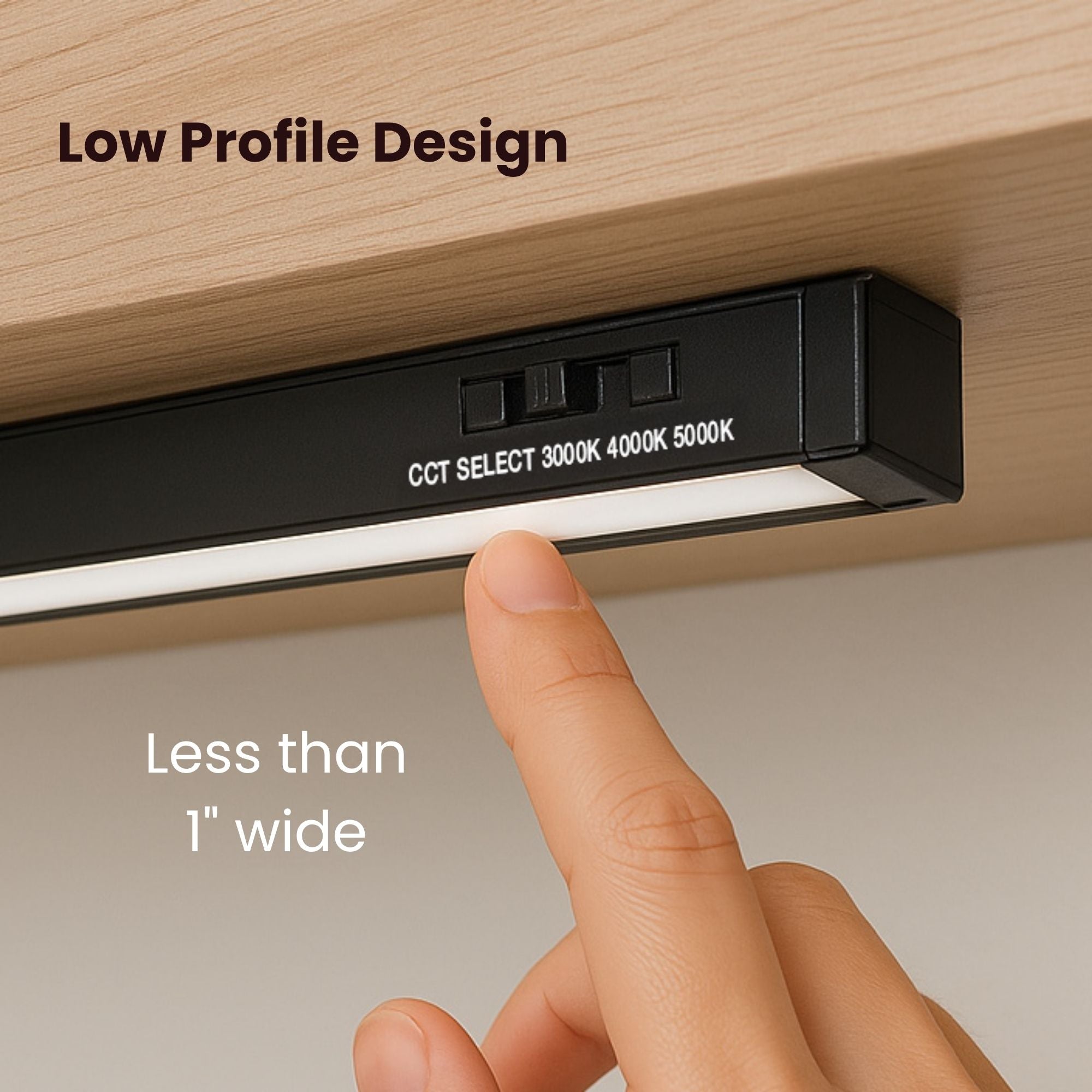 CounterQUICK Slim 21 Inch Under Cabinet LED Light, 8W, CCT Selectable, 120V, Black