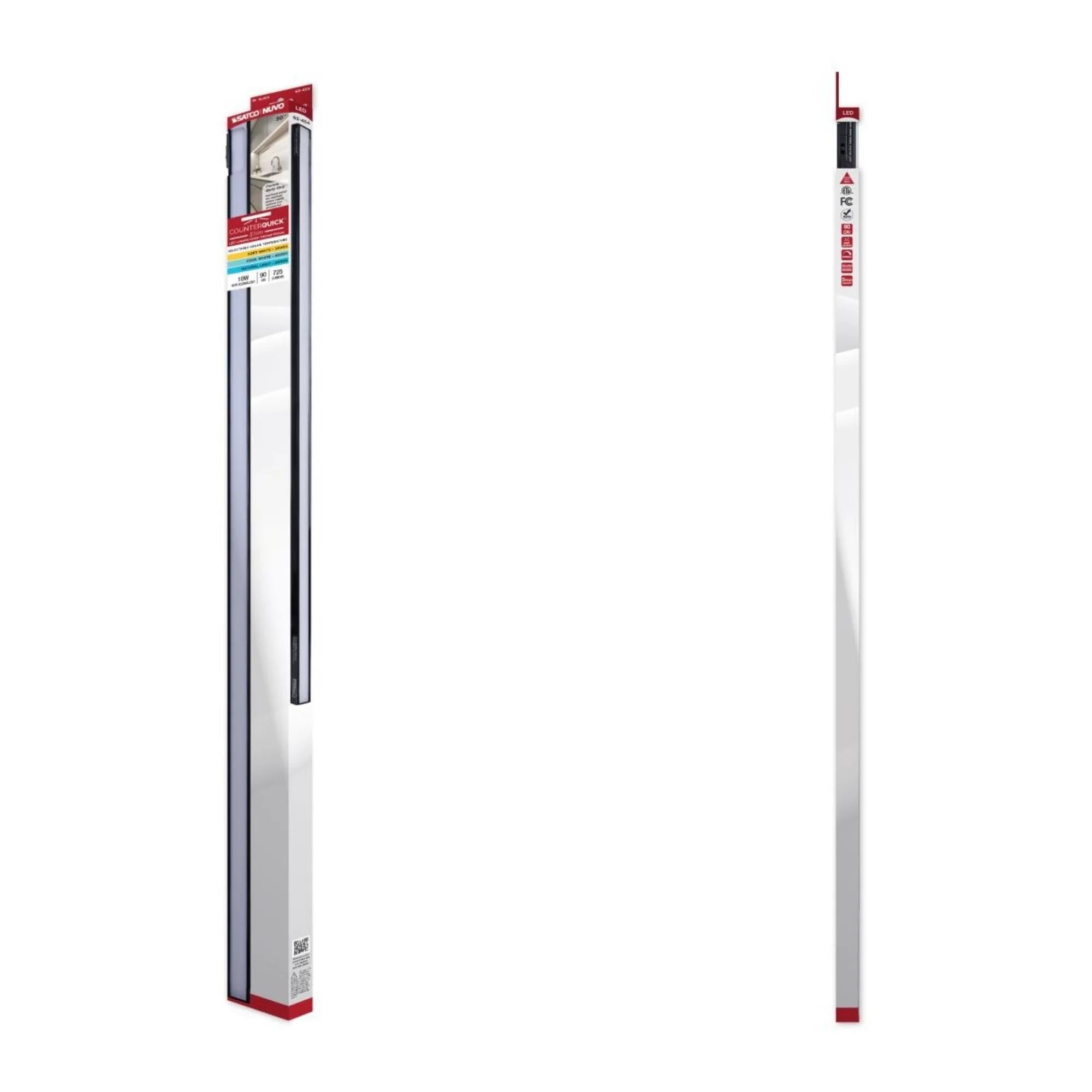 Satco|Nuvo CounterQuick Slim Under Cabinet LED Light, 30", 725 lm, 3CCT (3000K/4000K/5000K), 120V AC, Black (63-454)