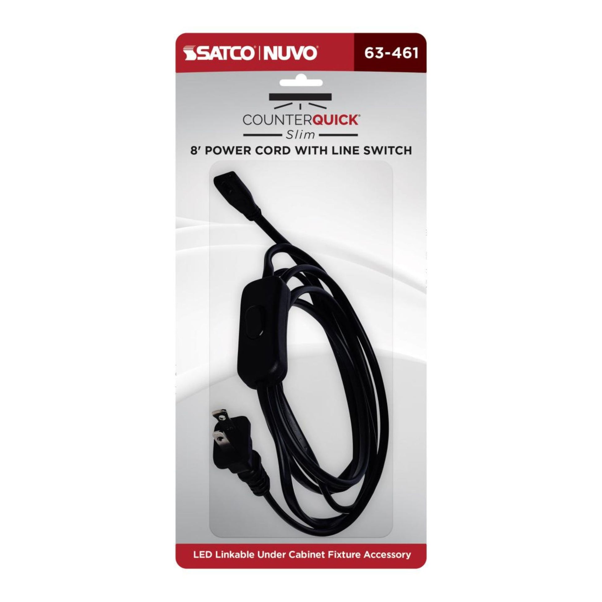 SATCO|NUVO - CounterQUICK Slim 96in. Power Cord with Line Switch, Black | Bees Lighting