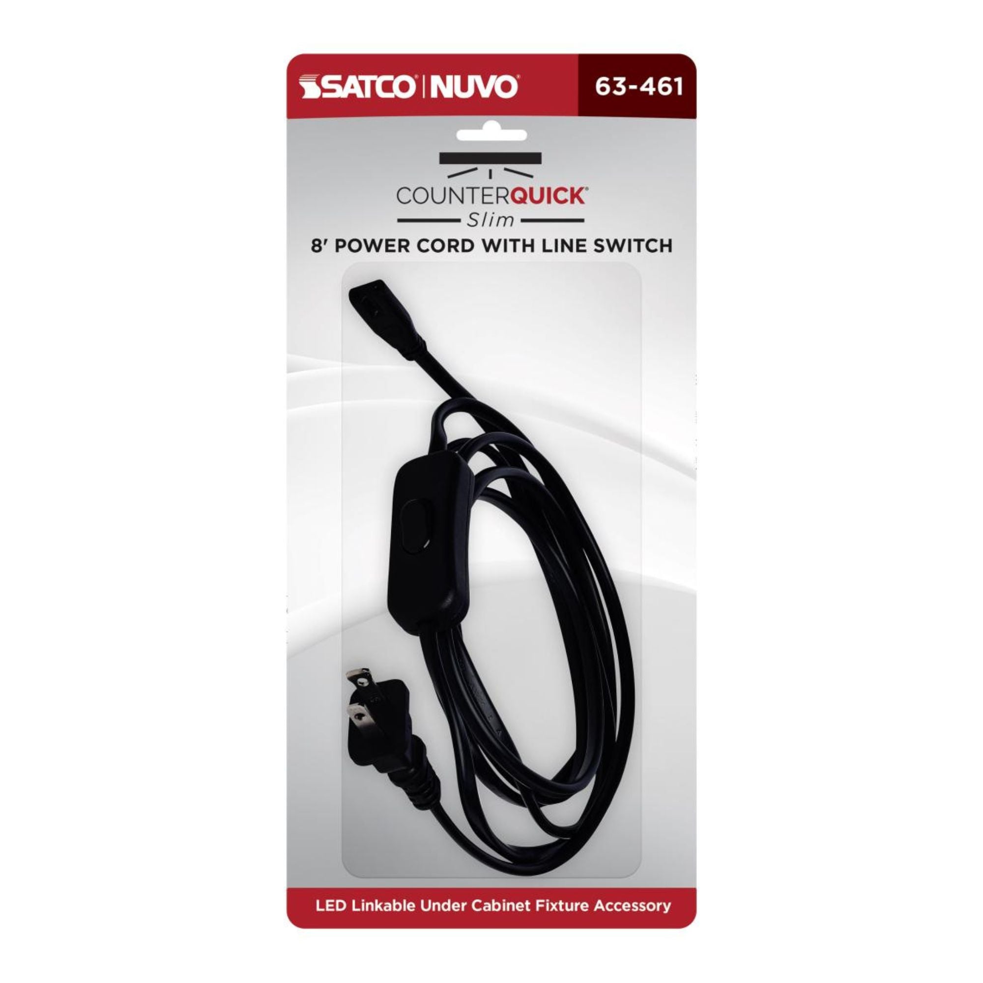 SATCO|NUVO - CounterQUICK Slim 96in. Power Cord with Line Switch, Black | Bees Lighting