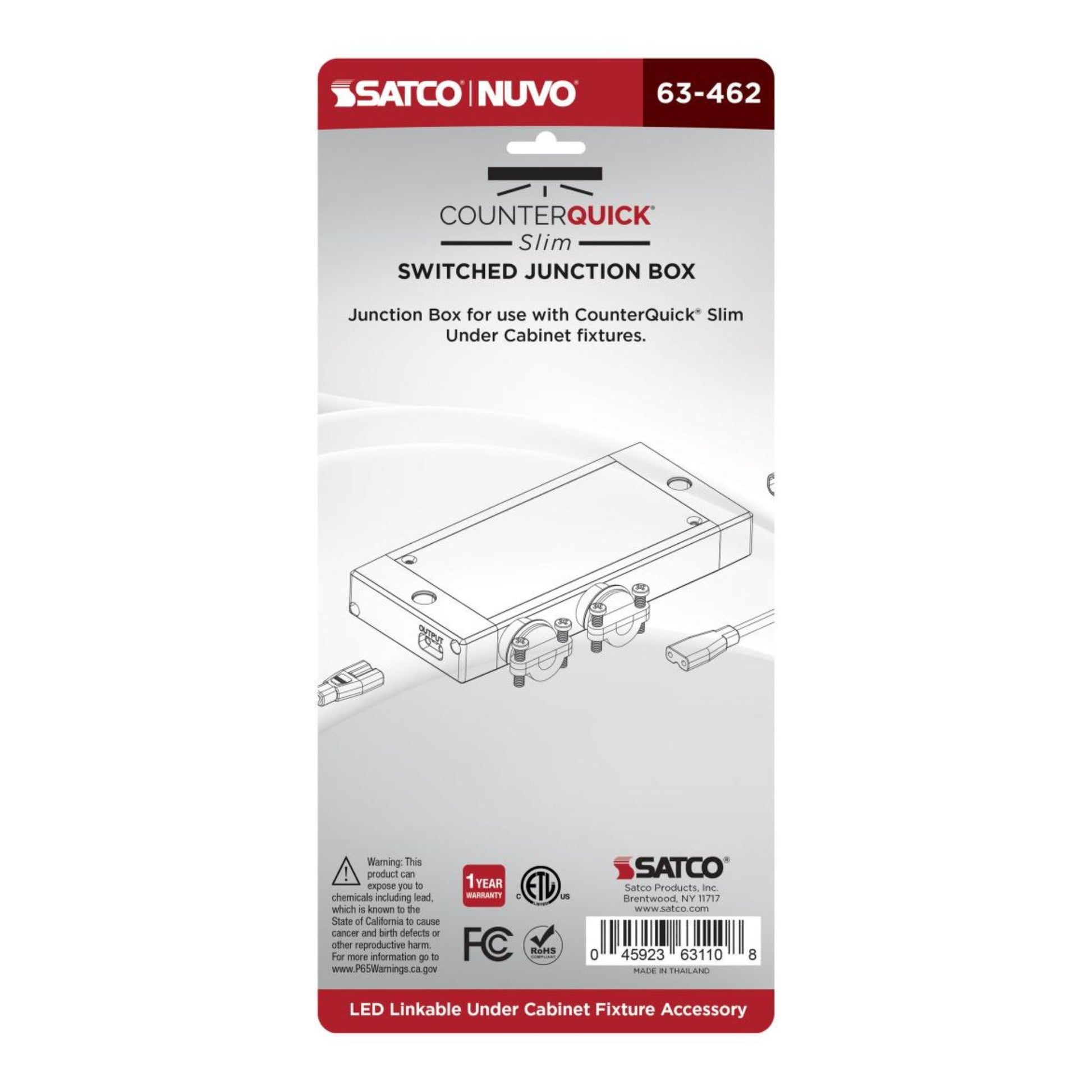 SATCO|NUVO - CounterQUICK Slim Switched Junction Box, Black | Bees Lighting
