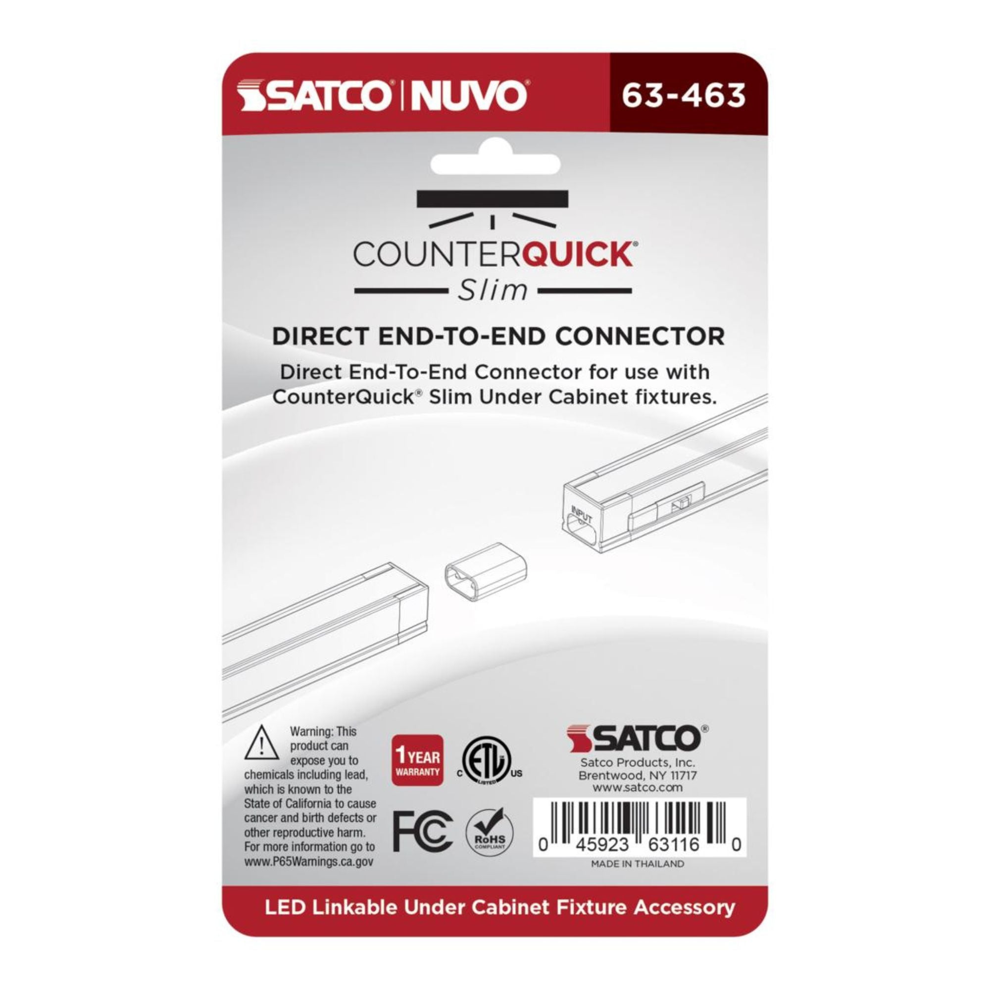 SATCO|NUVO - CounterQUICK Slim Direct End-to-End Connector, Black, 2-Pack | Bees Lighting