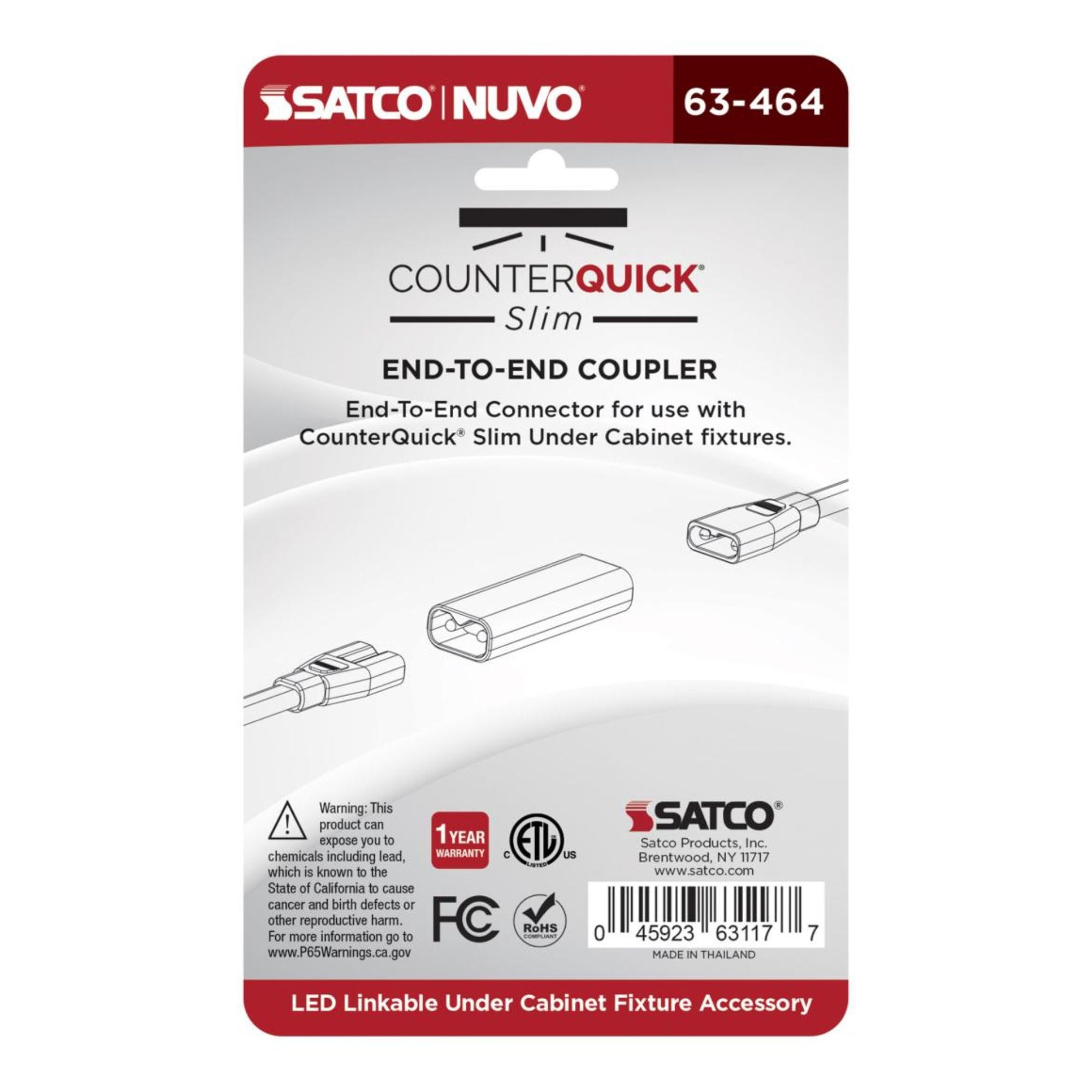 SATCO|NUVO - CounterQUICK Slim End-to-End Coupler, Black | Bees Lighting