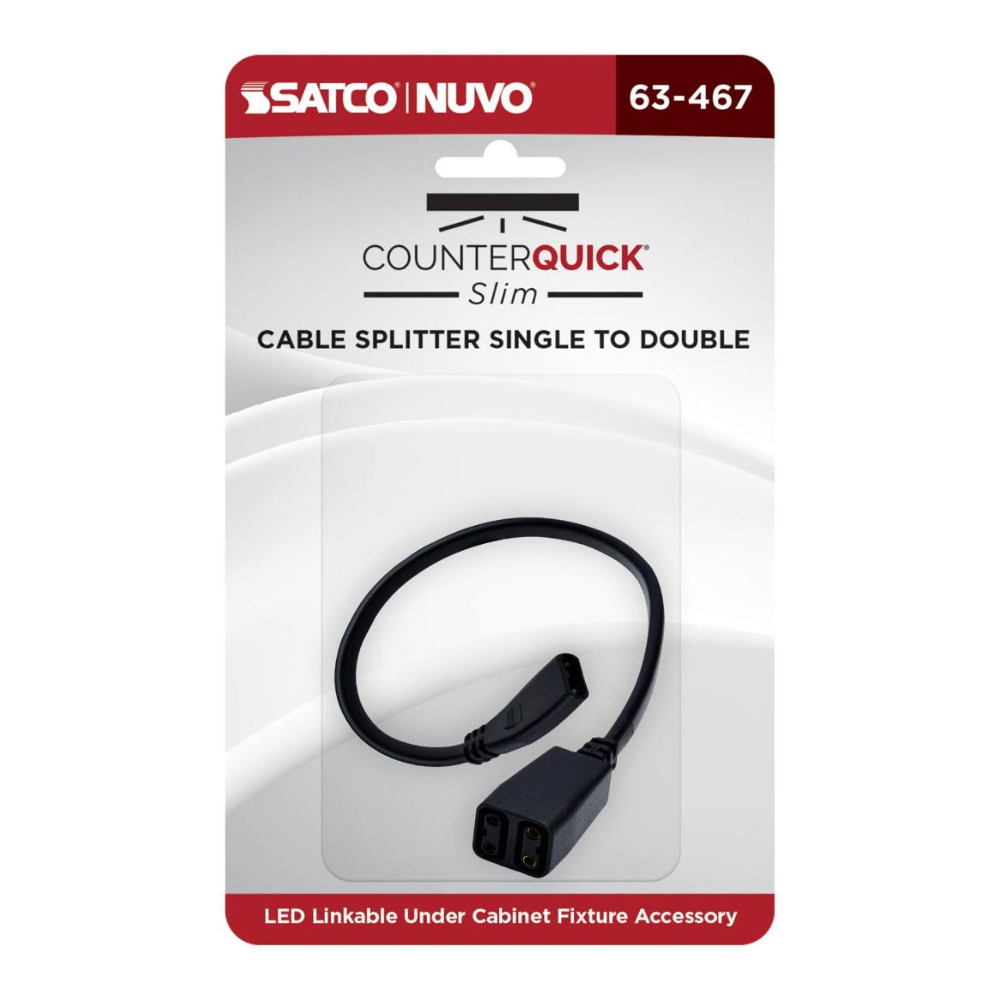 SATCO|NUVO - CounterQUICK Slim Cable Splitter Single to Double, Black | Bees Lighting