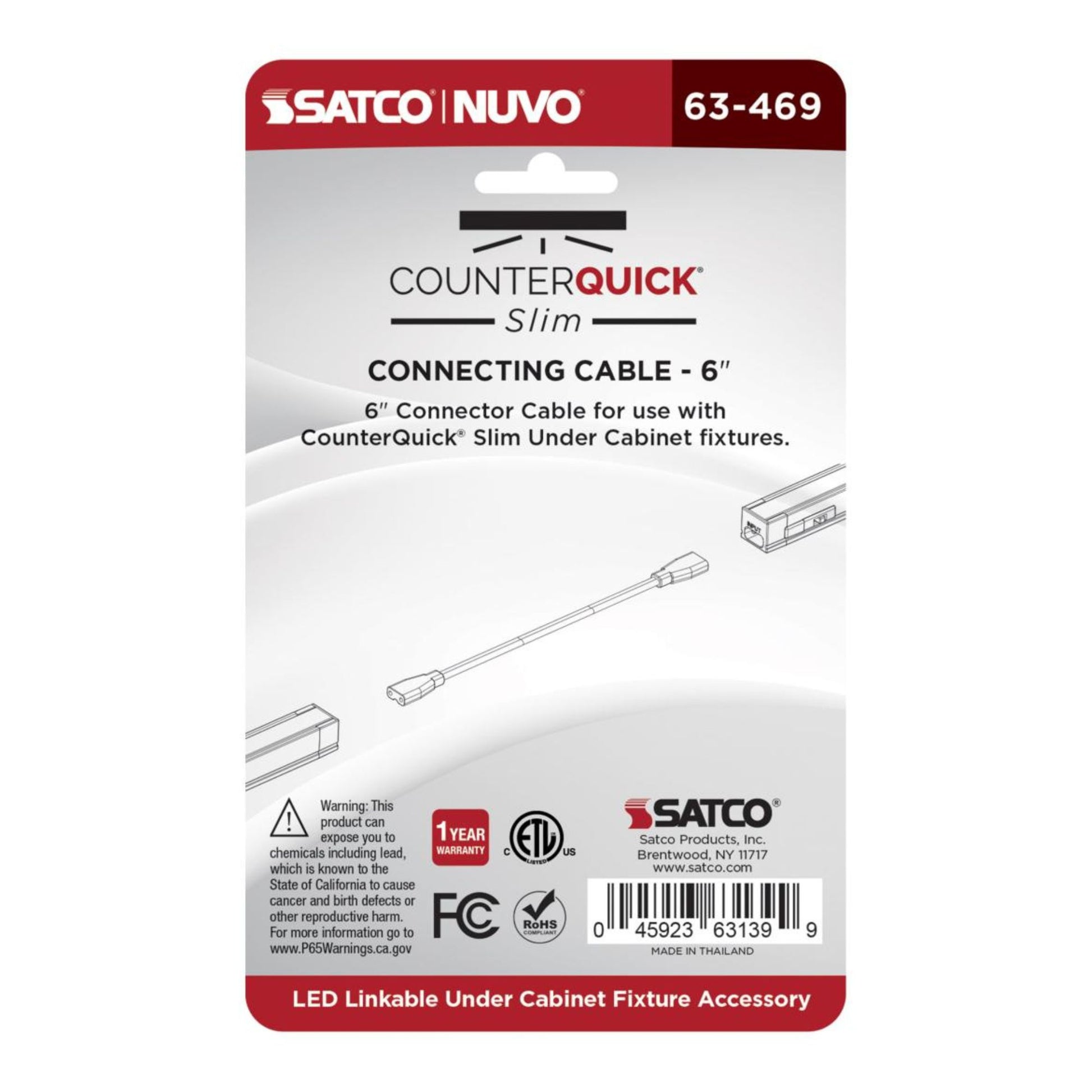 SATCO|NUVO - CounterQUICK Slim 6in. Connecting Cable, Black | Bees Lighting