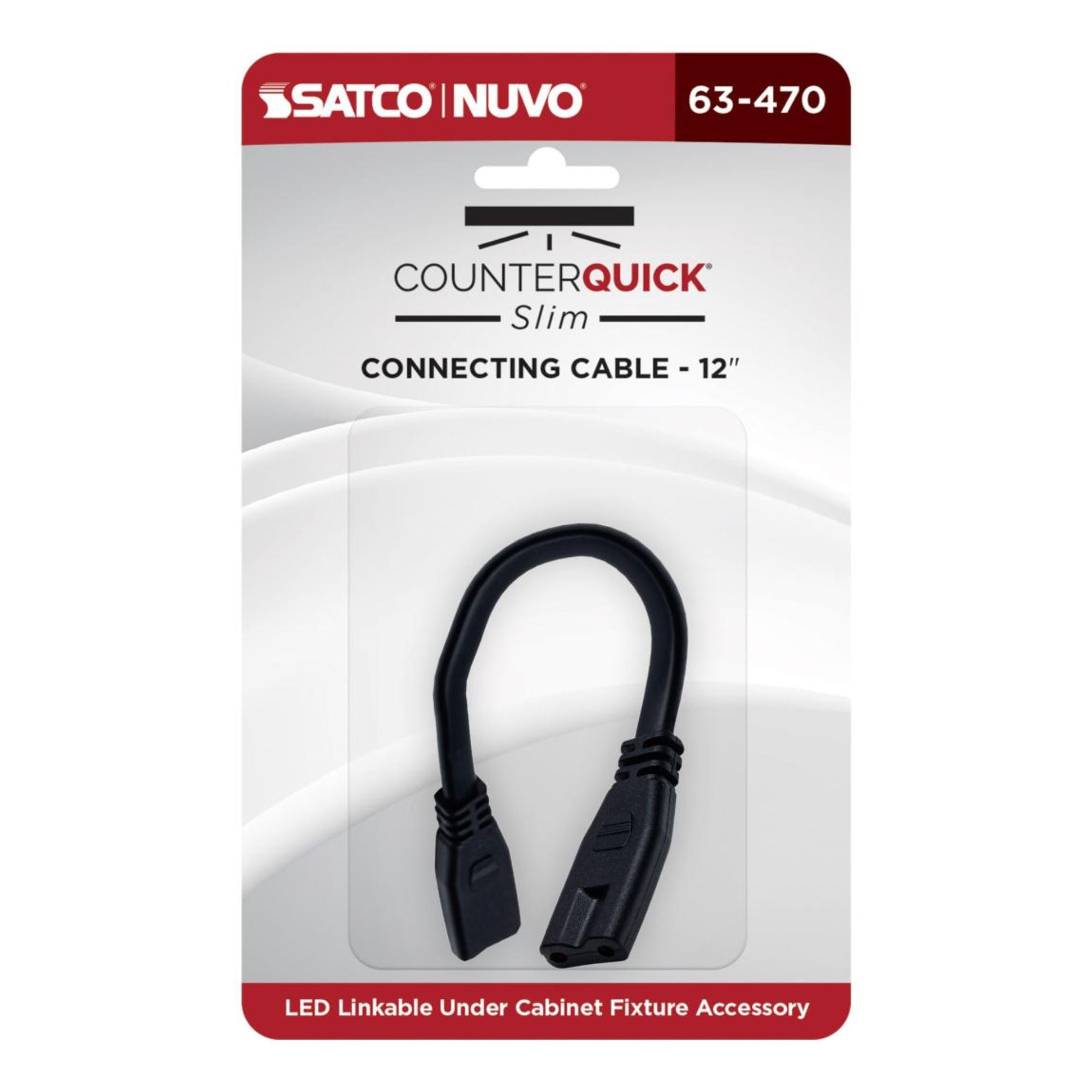 SATCO|NUVO - CounterQUICK Slim 12in. Connecting Cable, Black | Bees Lighting