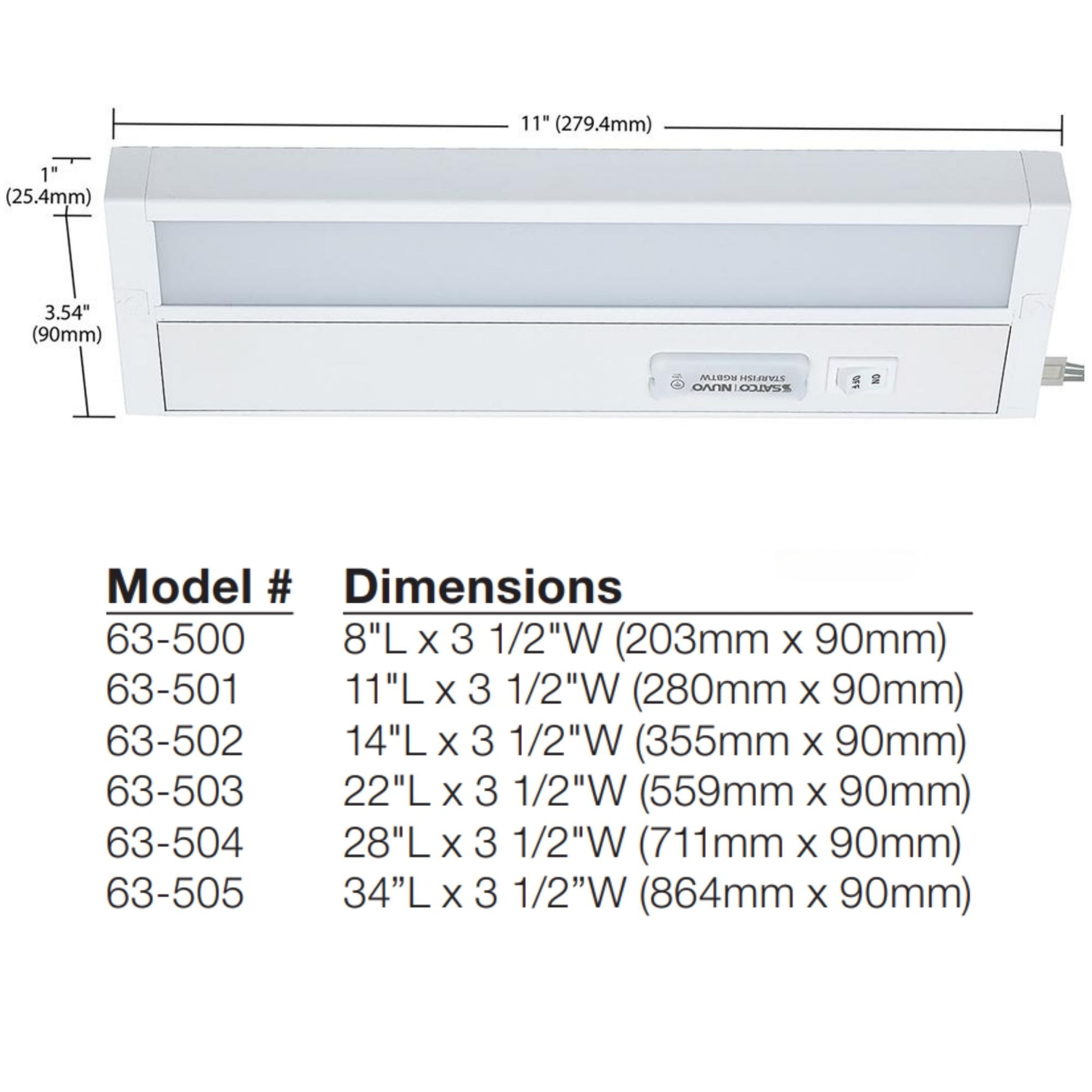 SATCO|NUVO - CounterQUICK 34 Inch Under Cabinet LED Light, 20W, CCT Selectable, 120V, White | Bees Lighting