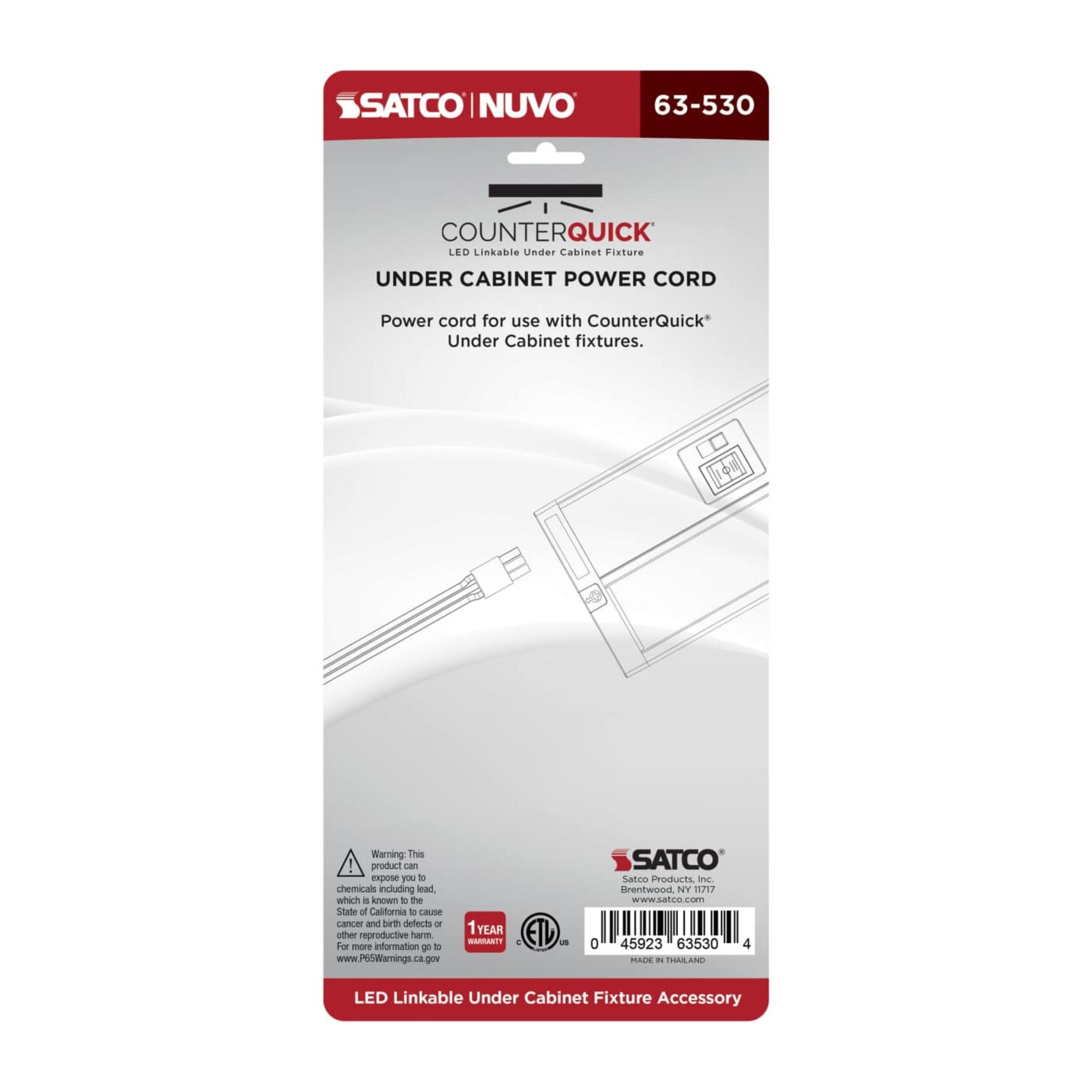 Nuvo 63-530 Under Cabinet Power Cord Black