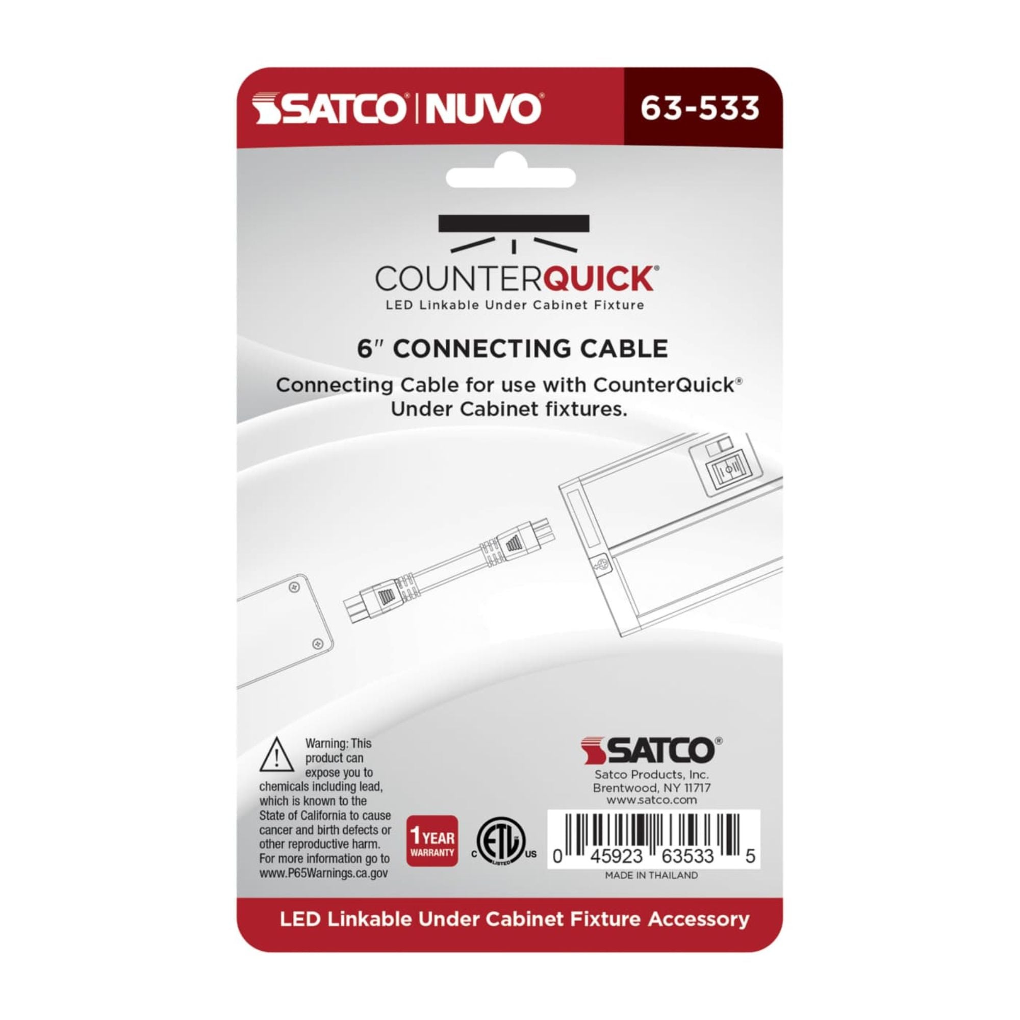 Nuvo Lighting 63-533 Under Cabinet Link Cable 6-Inch Black