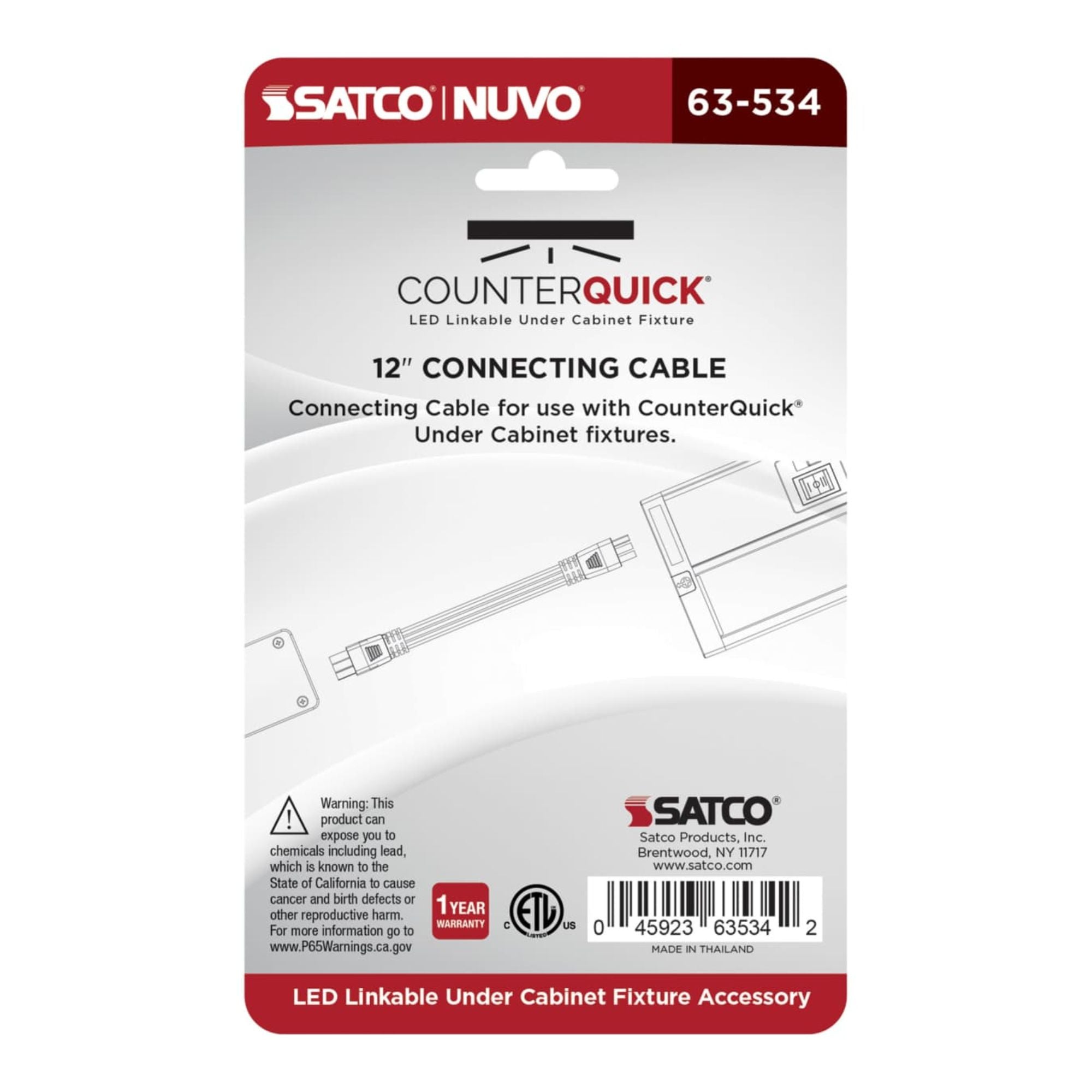 Nuvo Lighting 63-534 Under Cabinet Link Cable 12-Inch Black