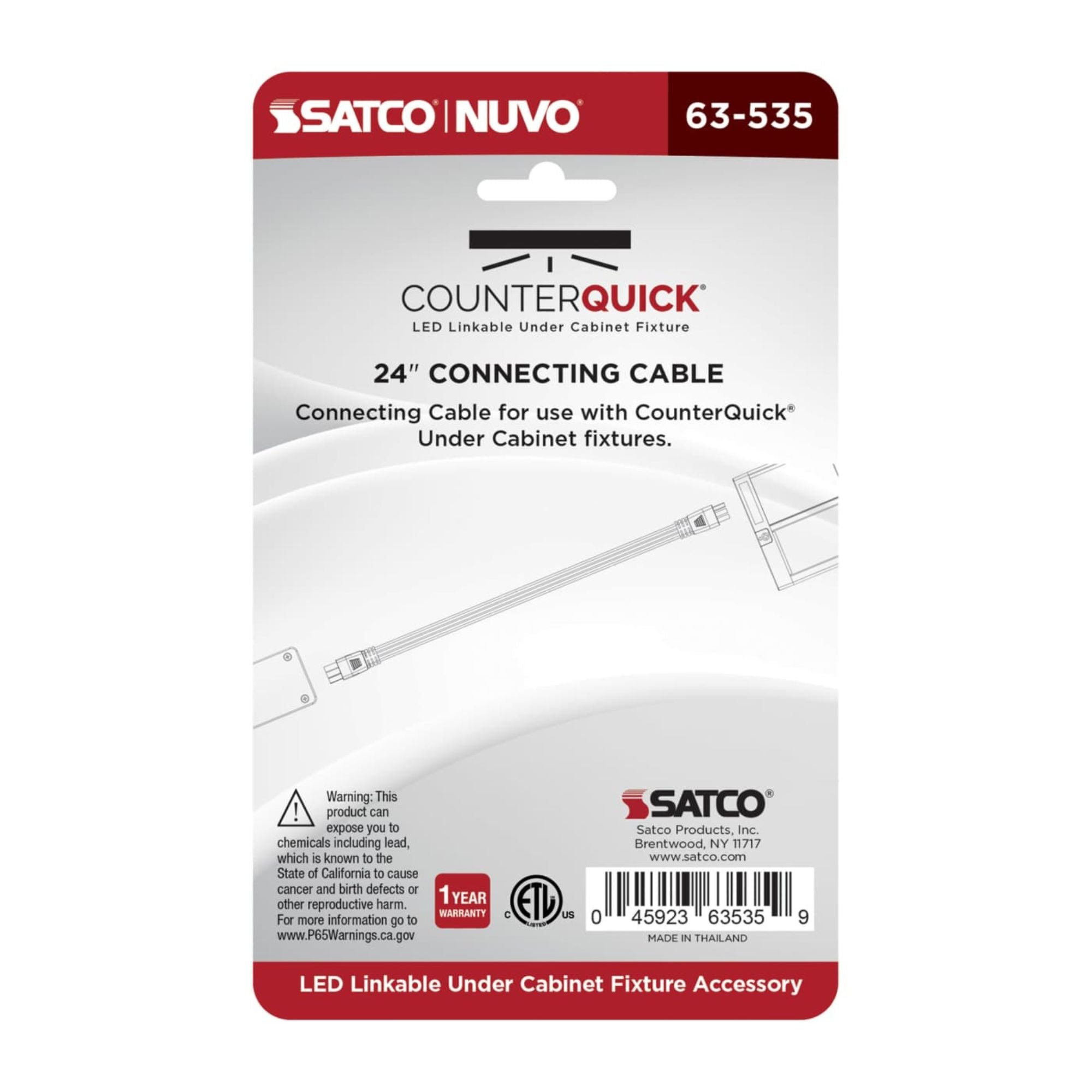 Nuvo Lighting 63-535 Under Cabinet Link Cable 24-Inch Black
