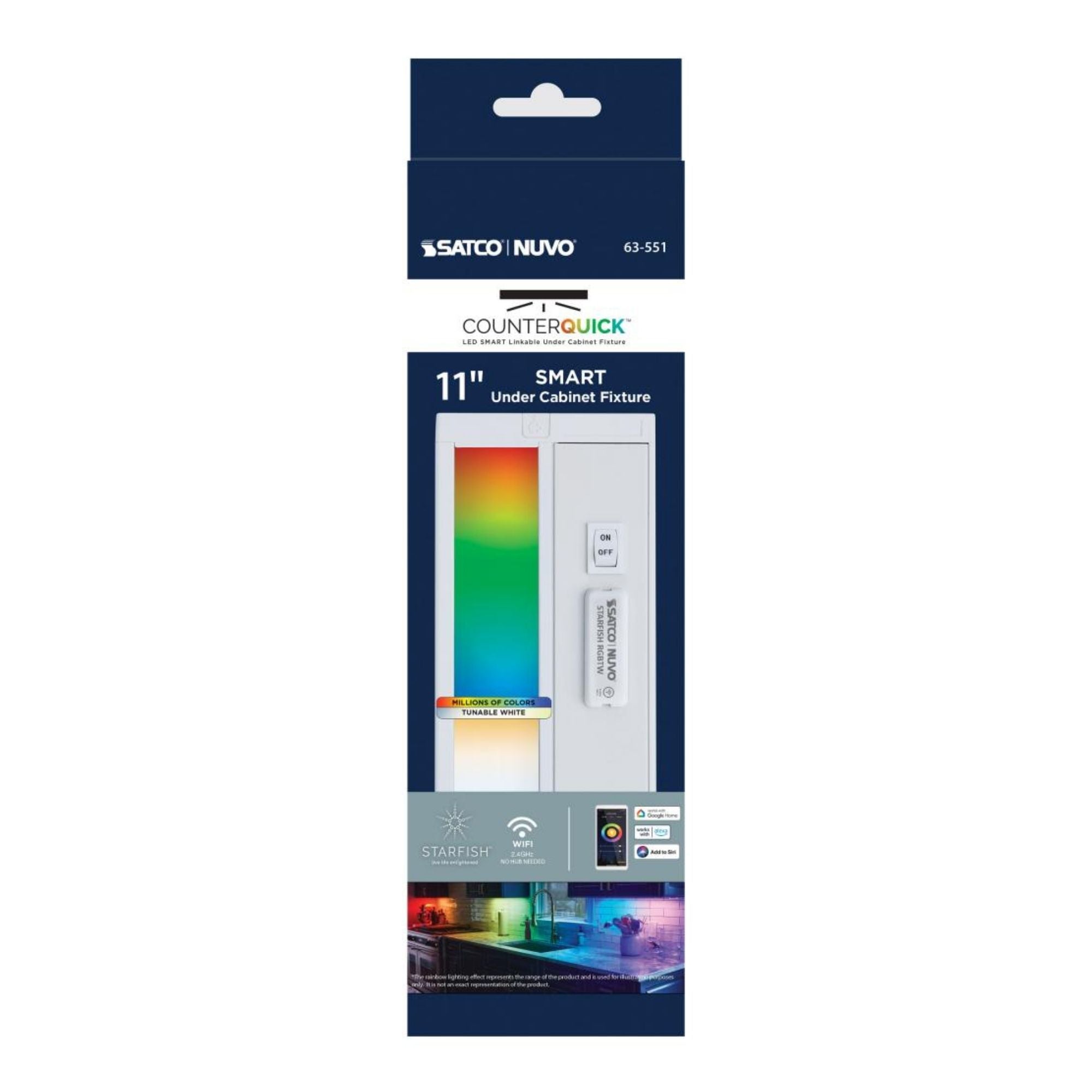 Starfish 11 Inch Smart LED Under Cabinet Light, 474 Lumens, RGB and Tunable White, 120V