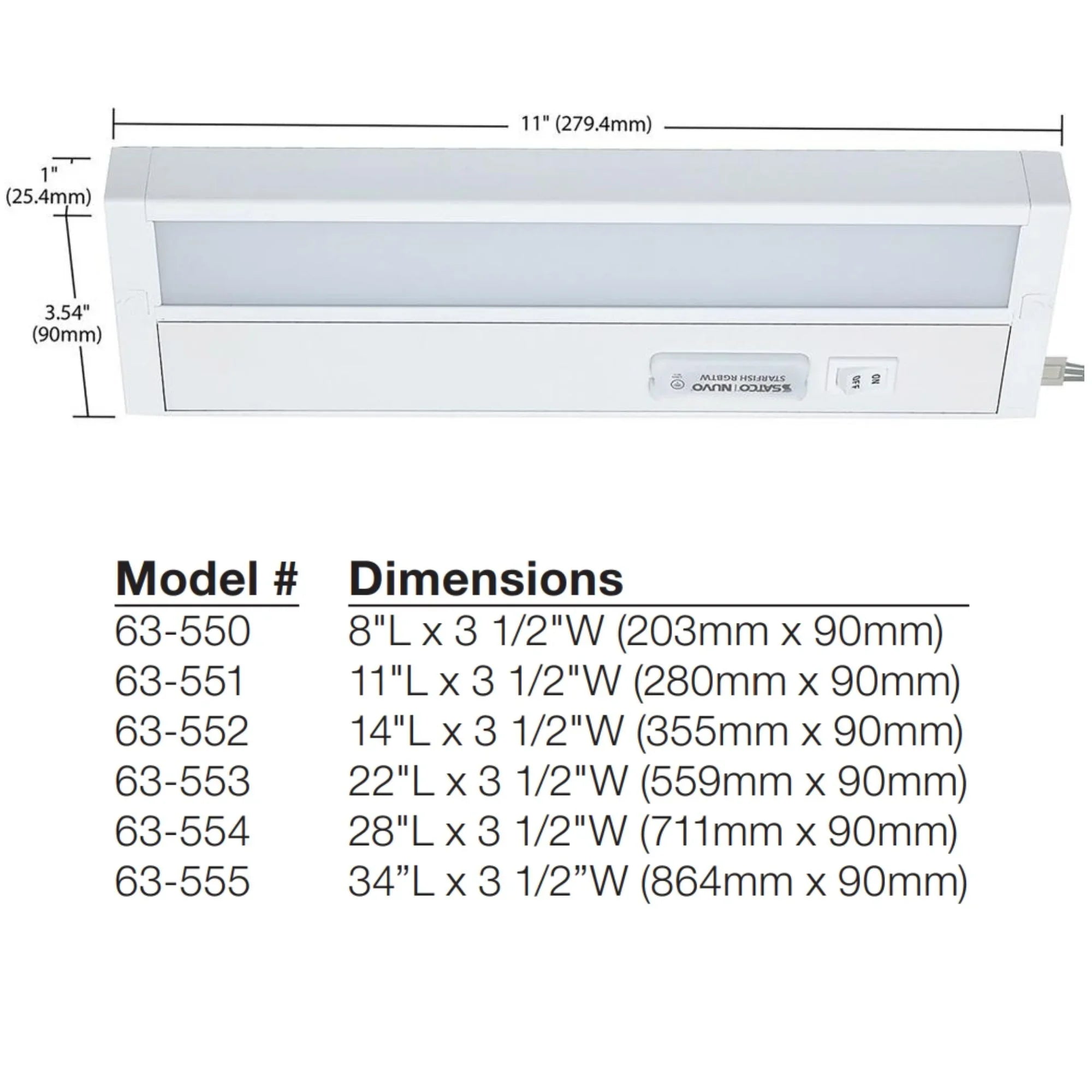 NUVO 63-552 14in White Under Cabinet Light | Selectable CCT – Bees