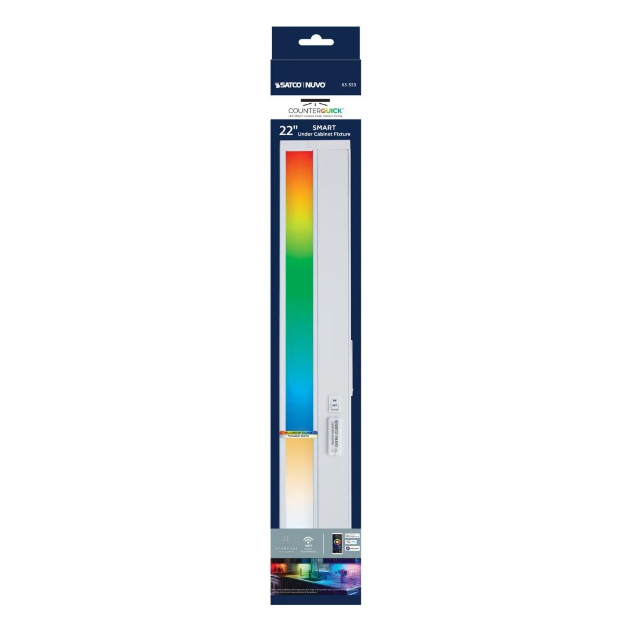 Starfish 22 Inch Smart LED Under Cabinet Light, 878 Lumens, RGB and Tunable White, 120V
