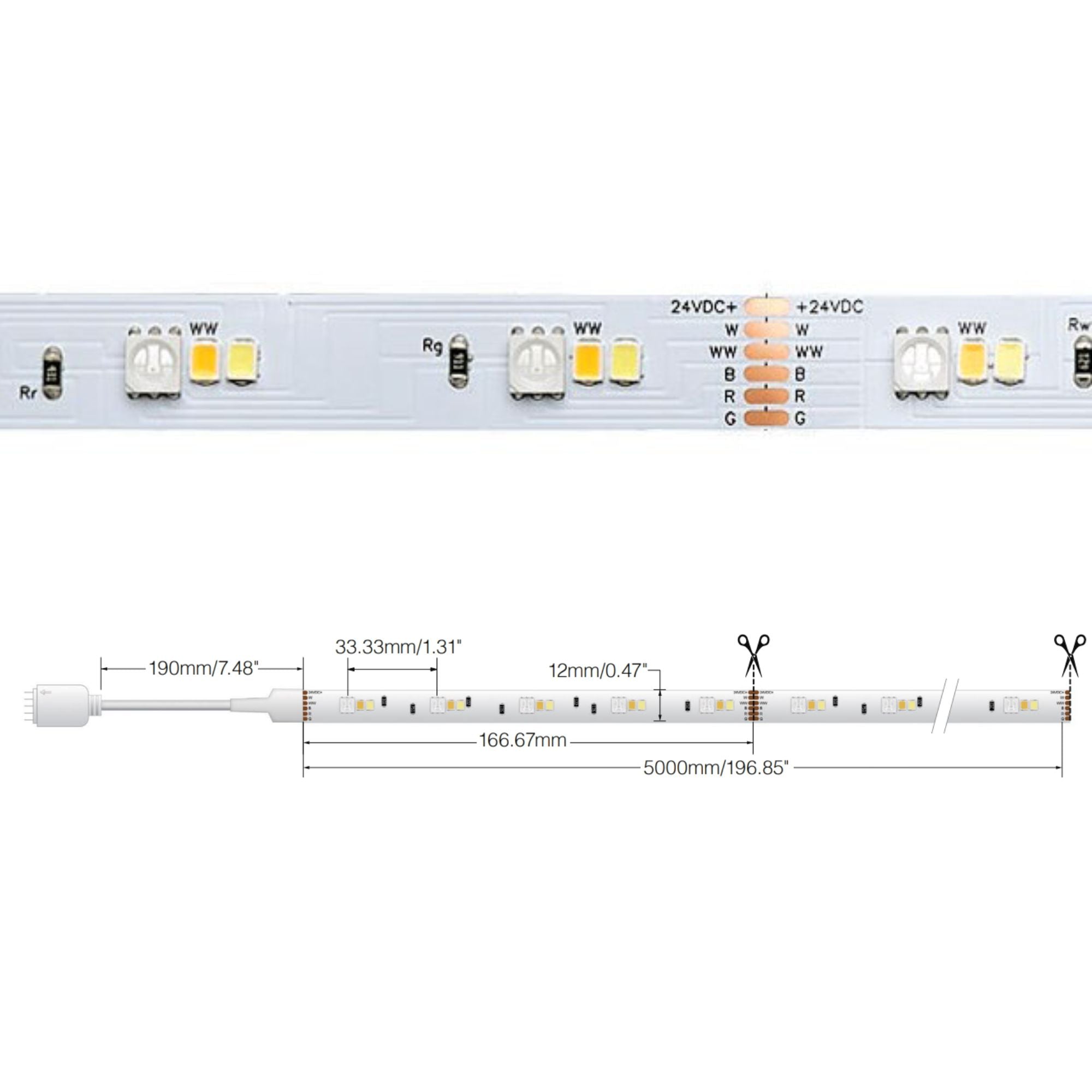 Dimension Performer Plug-In LED Tape Light Kit, 16Ft Reel, RGB + Tunable White, 24V