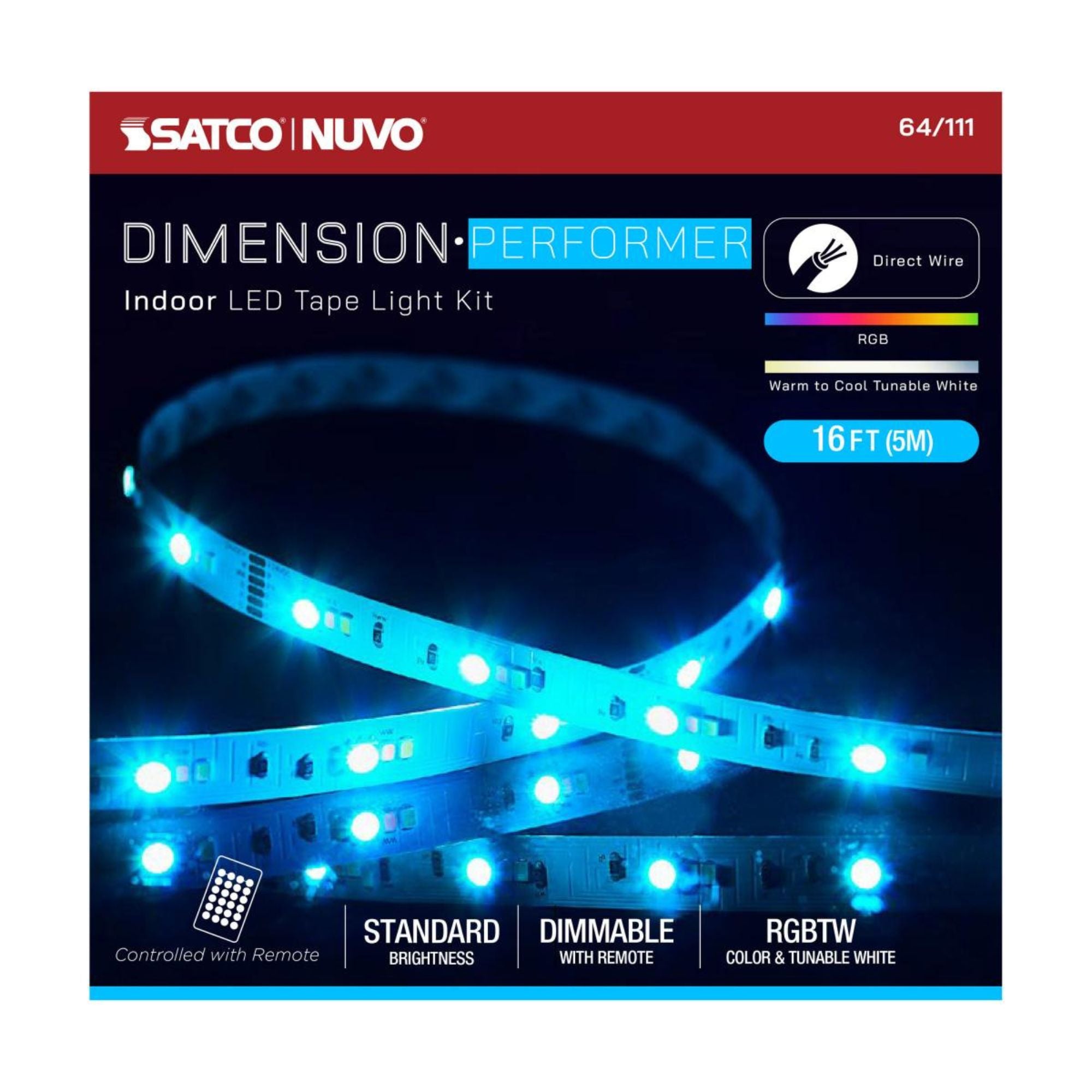 Dimension Performer LED Tape Light Kit , 16Ft Reel, RGB + Tunable White, 24V