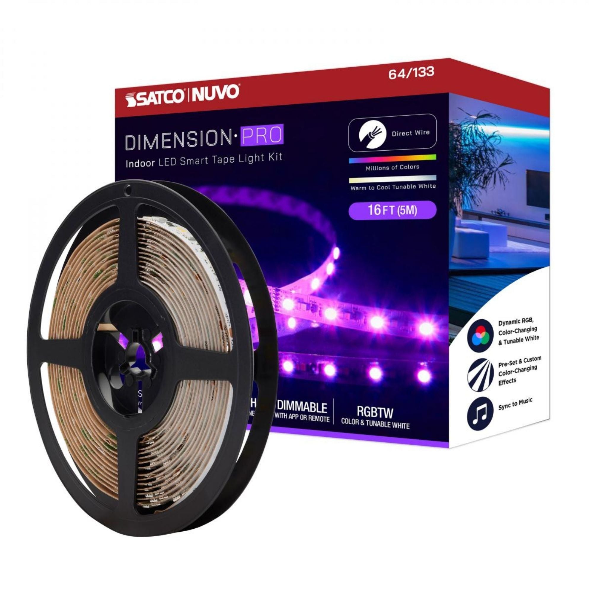 Dimension Pro Indoor LED Smart Tape Light Kit, RGB+TW