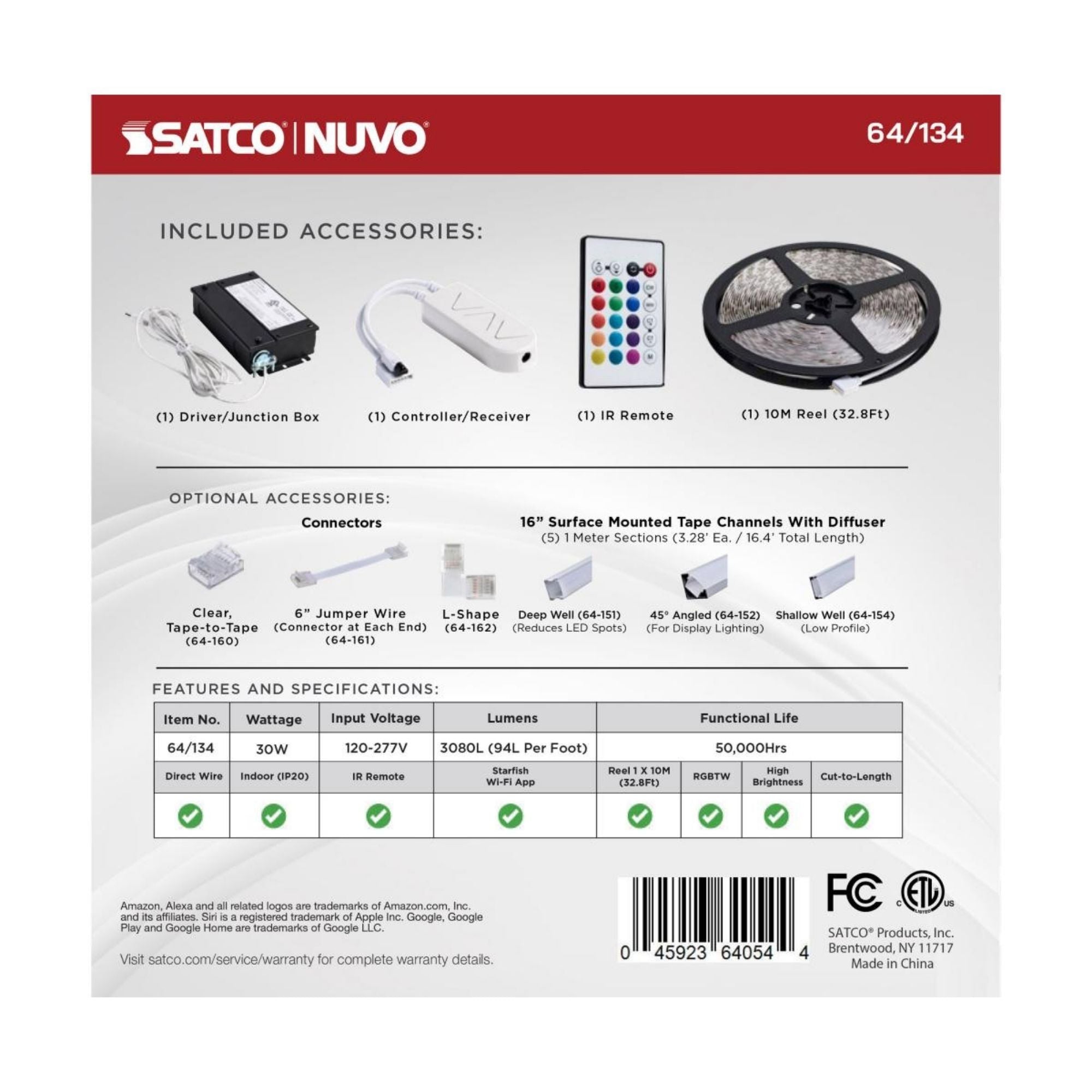 Dimension Pro LED Smart Tape Light Kit, 32Ft Reel, RGB + Tunable White, 24V, J-Box Connection