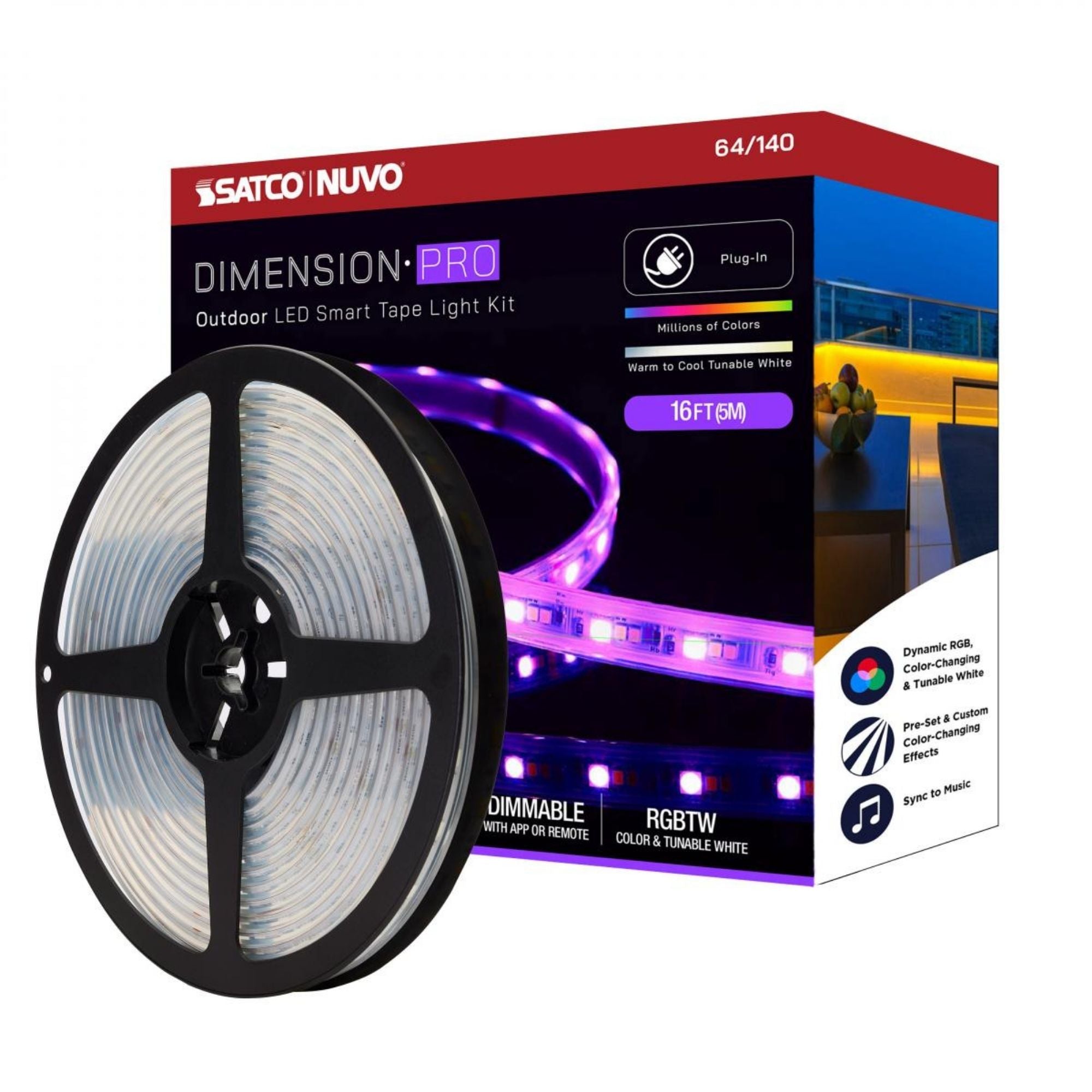 Dimension Pro Outdoor LED Smart Tape Light Kit, RGBTW