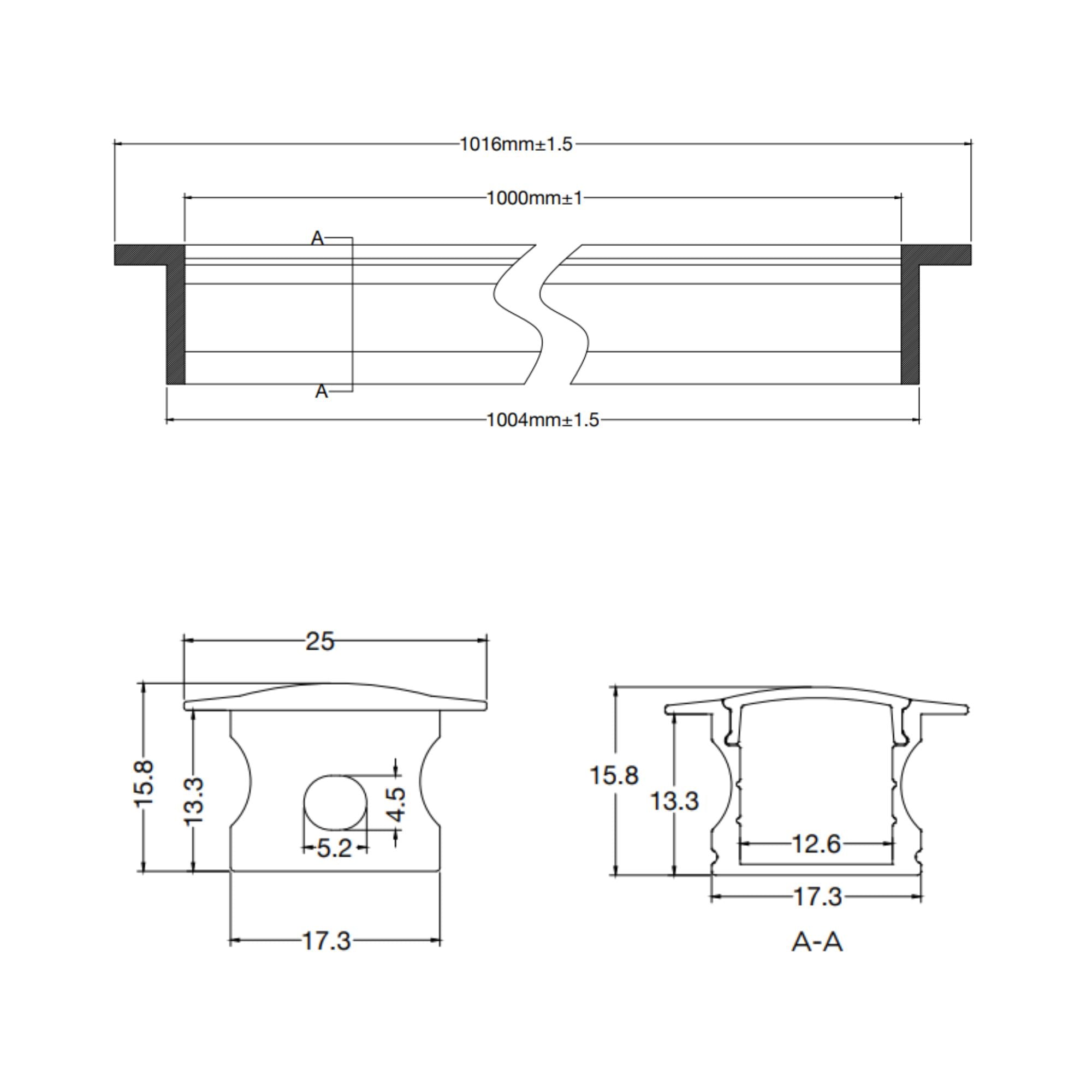 40in. Recessed Deep Channel Aluminum Profile for Dimension Tape Lights