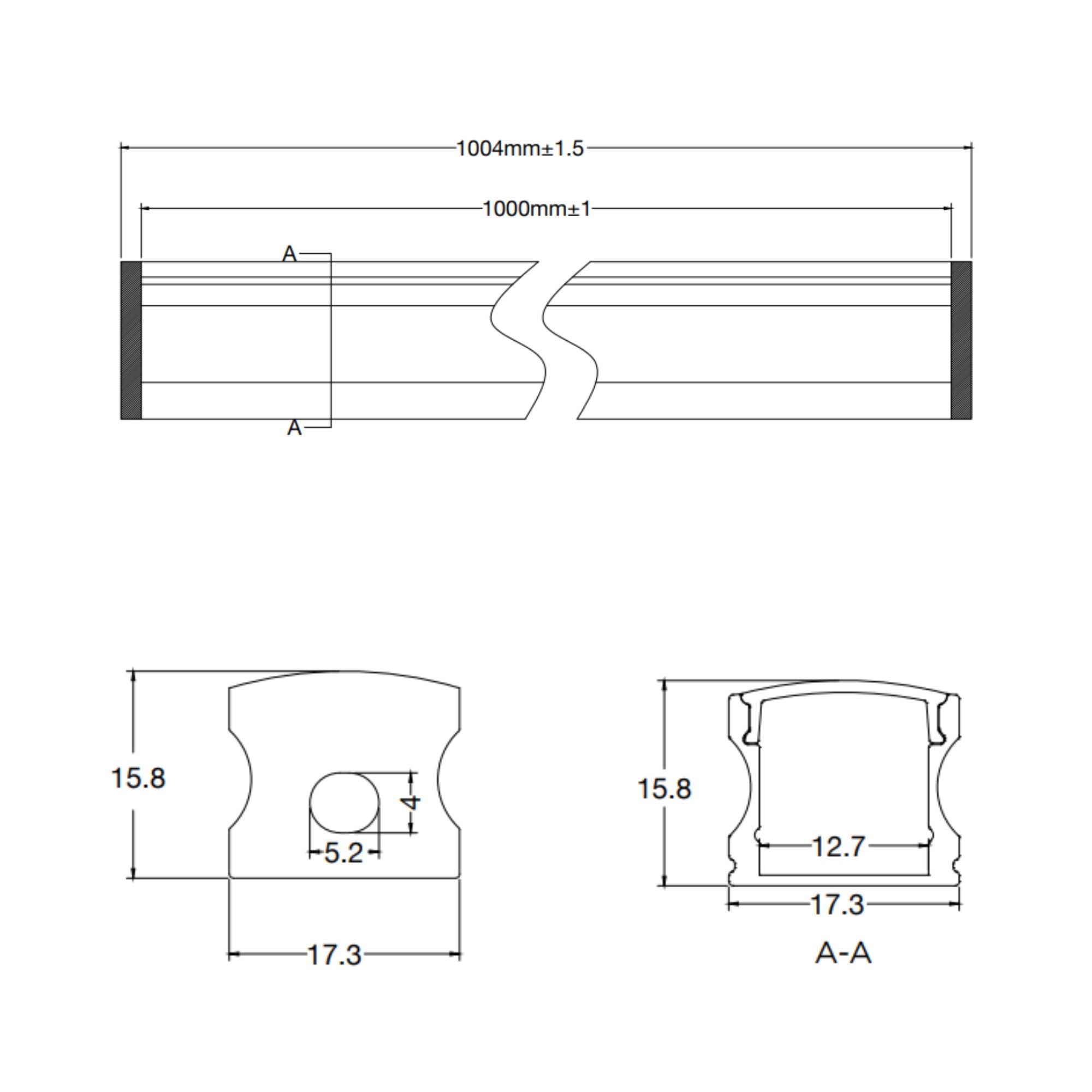40in. Deep Aluminum Channel for Dimension Tape Lights, Surface Mount