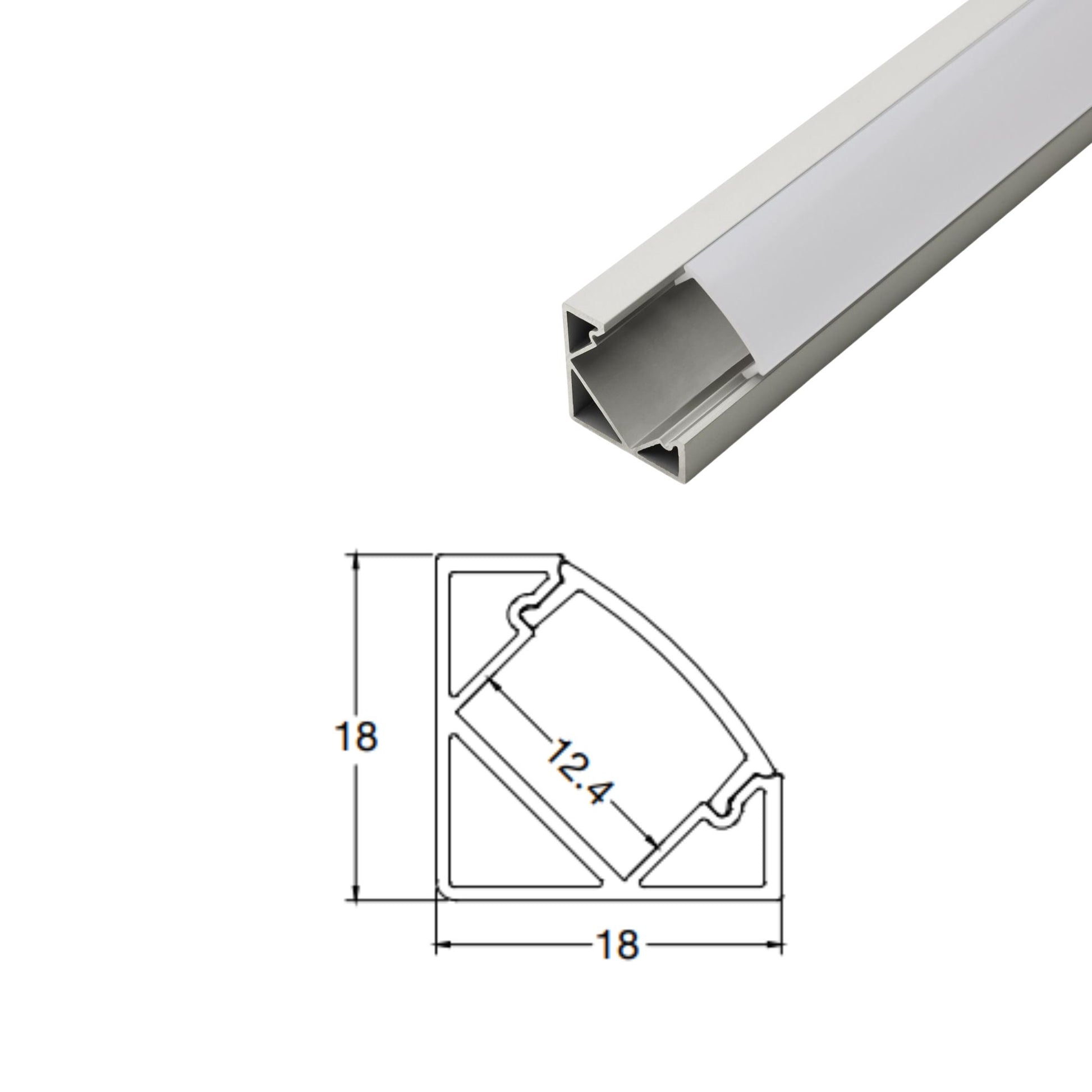 40" 45 Degree Angled Aluminum Channel, Pack of 5 - Bees Lighting