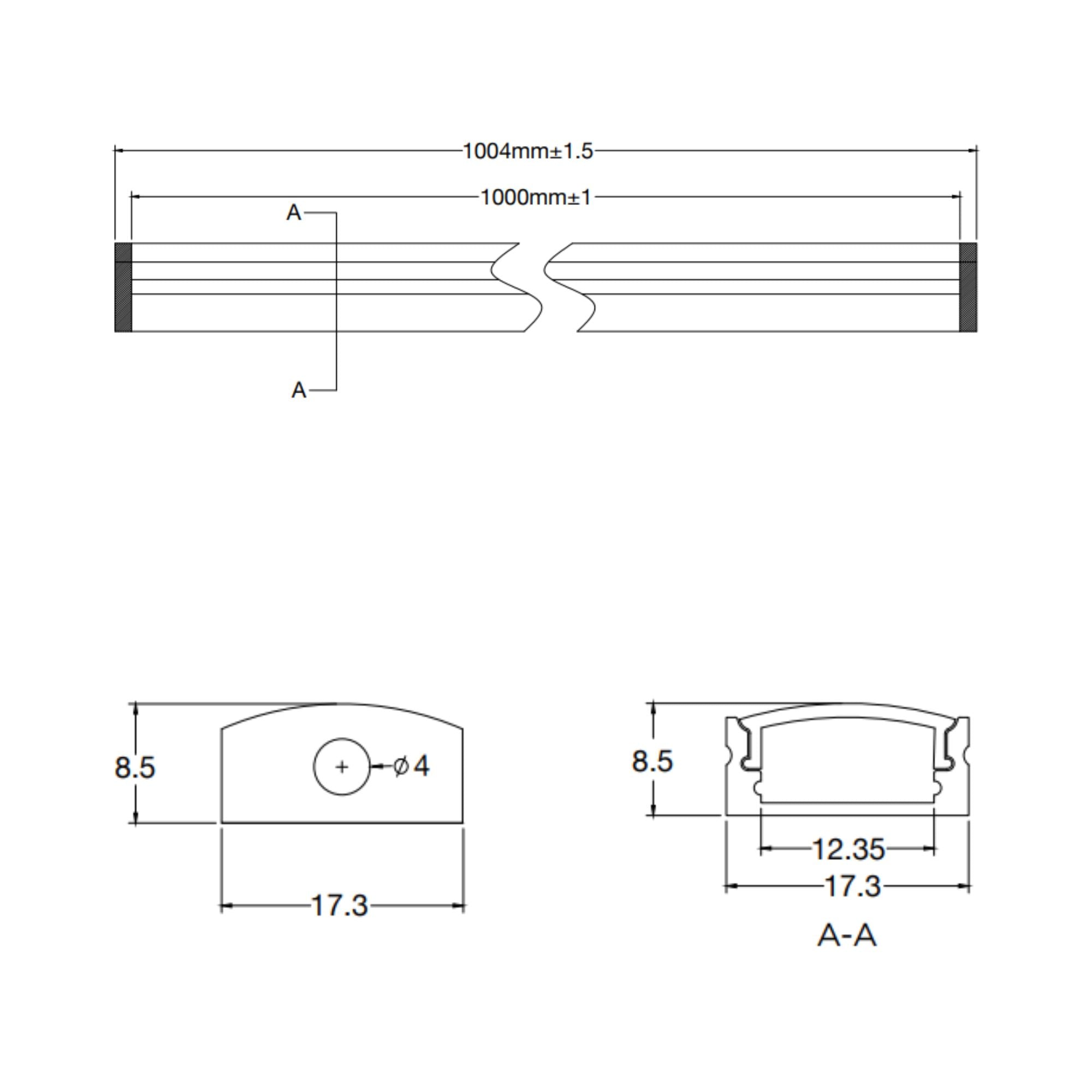 40in. Shallow Aluminum Channel for Dimension Tape Lights