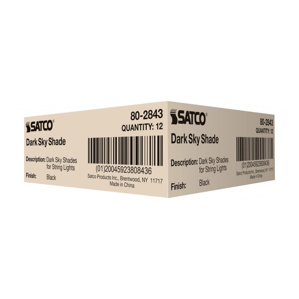 Satco 80-2843 8-Inch Textured Black Metal Dark Sky Shade for Patio String Lights